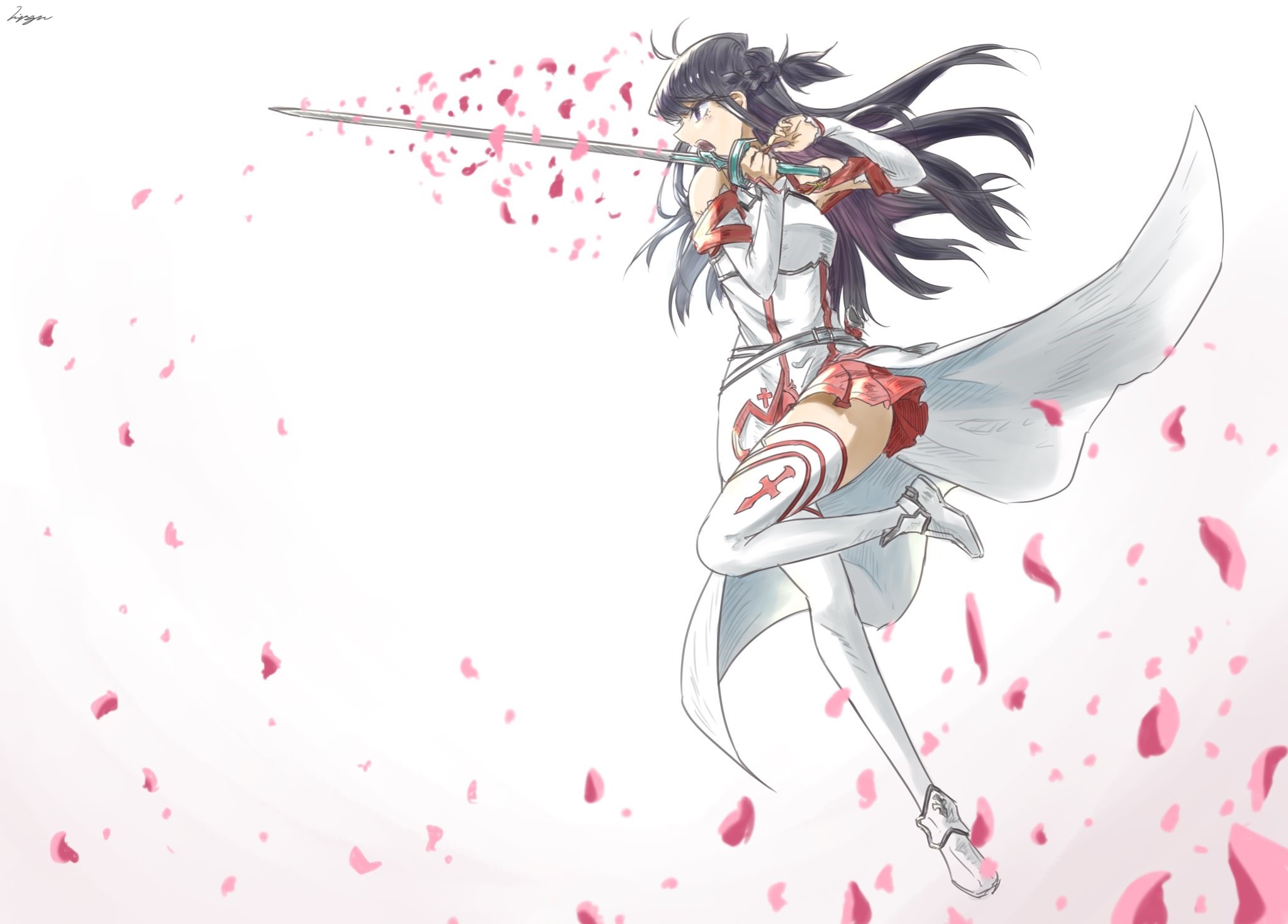 Yuuki Asuna from Sword Art Online with Komi Shouko crossover fan art HD Wallpaper