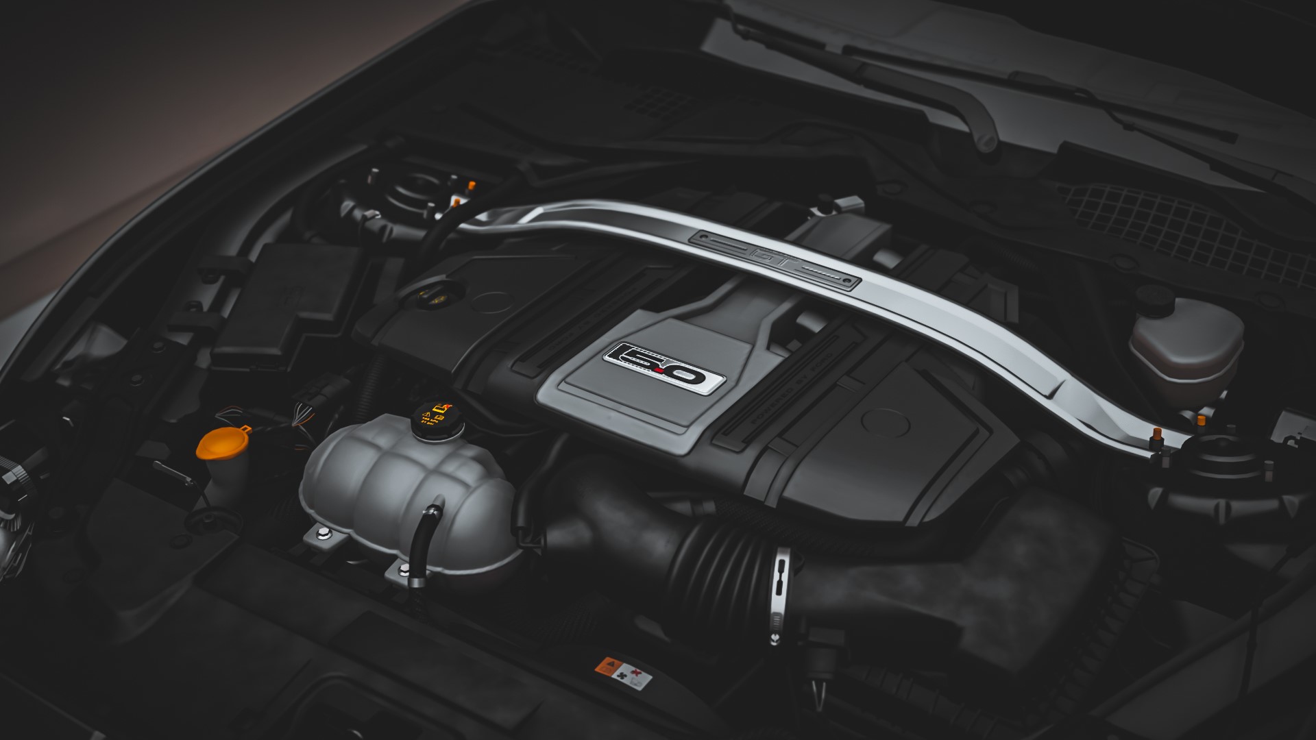 Ford Mustang 5.0 V8 Engine HD Wallpaper
