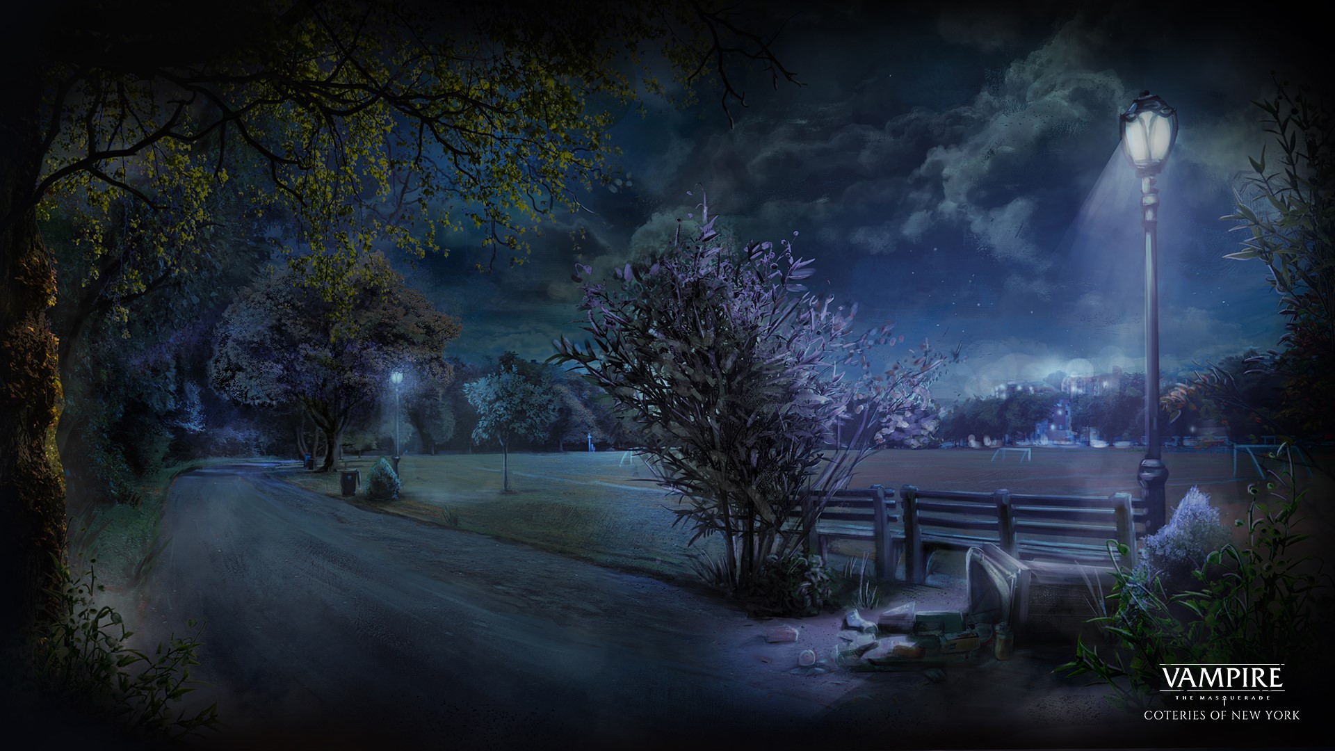 Vampire: The Masquerade - Coteries of New York park at night HD Wallpaper