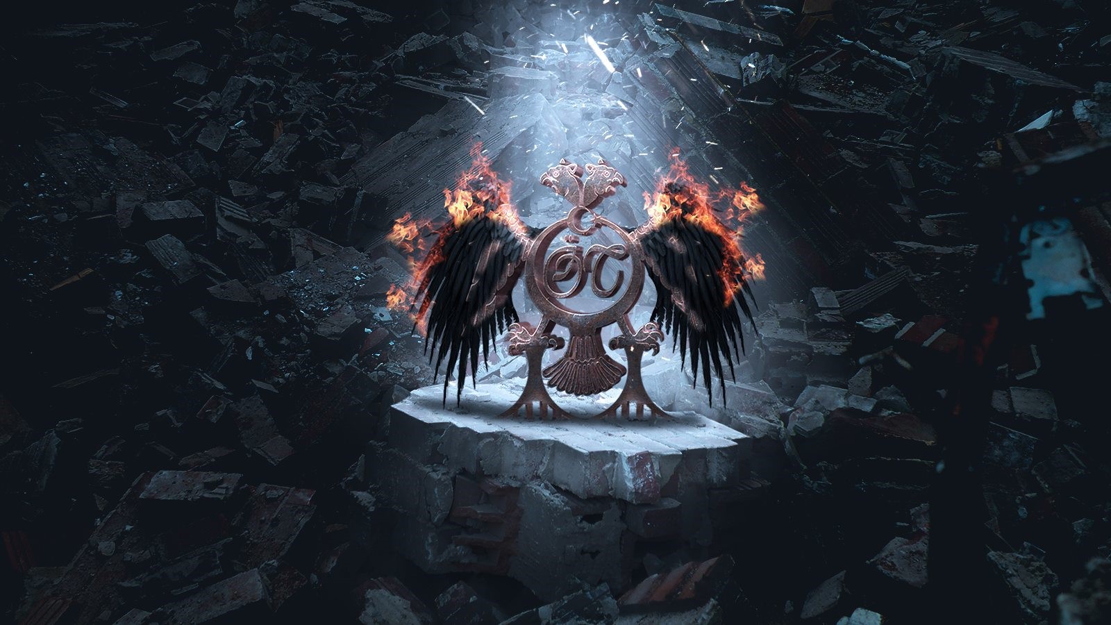 Eagle emblem with wings on fire HD Wallpaper