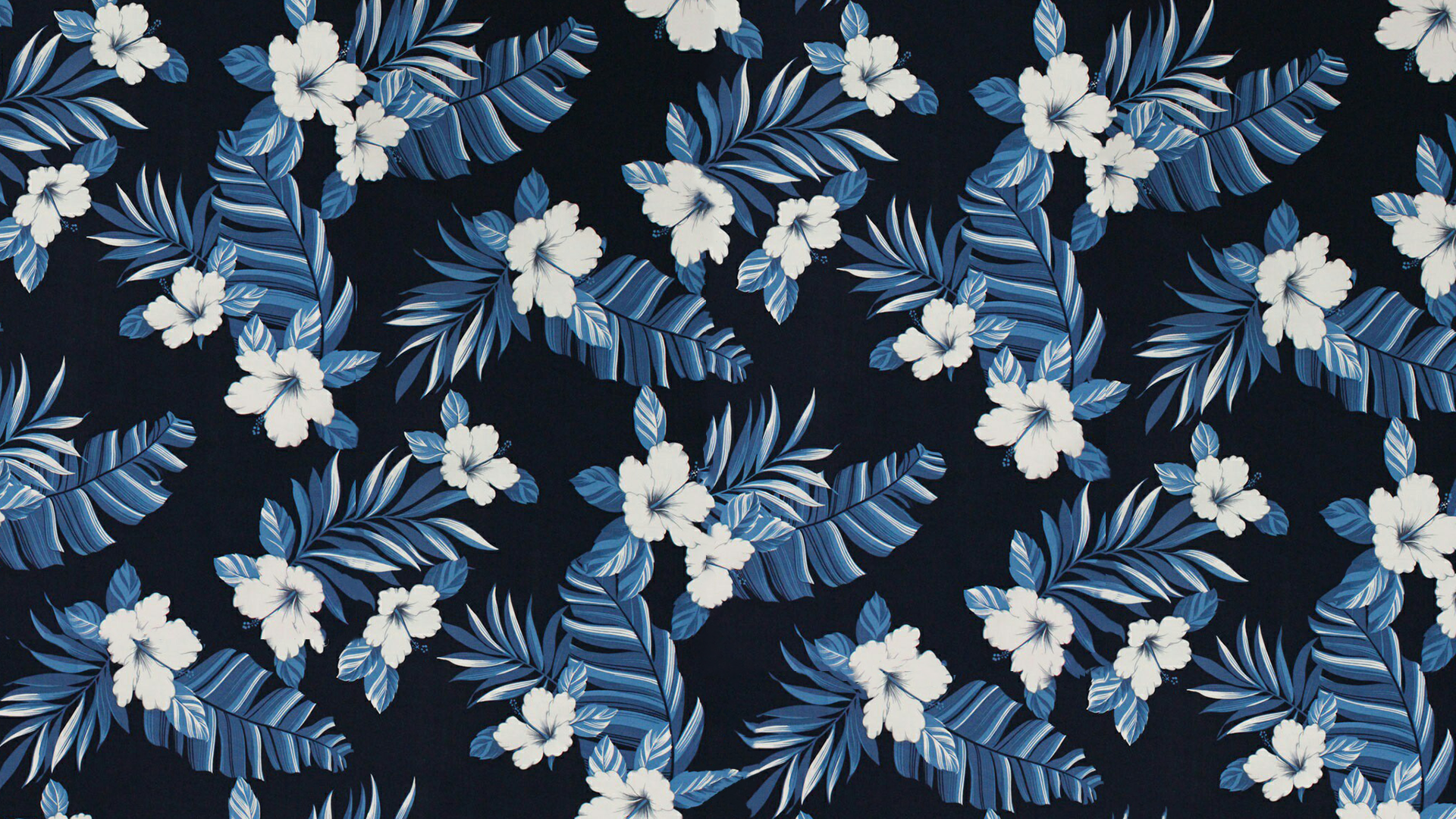Blue and white tropical floral pattern HD Wallpaper