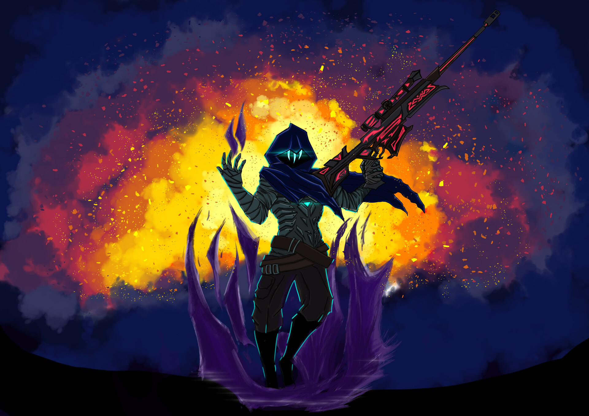Omen from Valorant with a sniper rifle HD Wallpaper