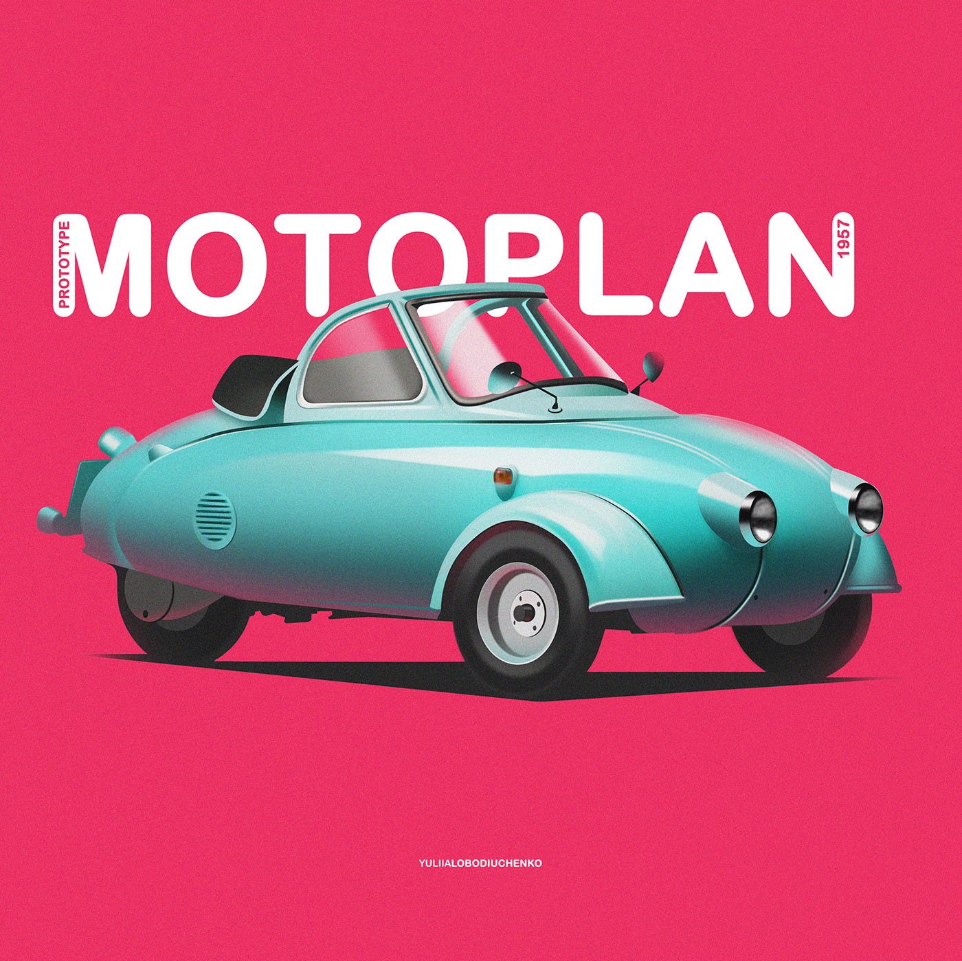 Motoplan Prototype 1957 Car Illustration HD Wallpaper