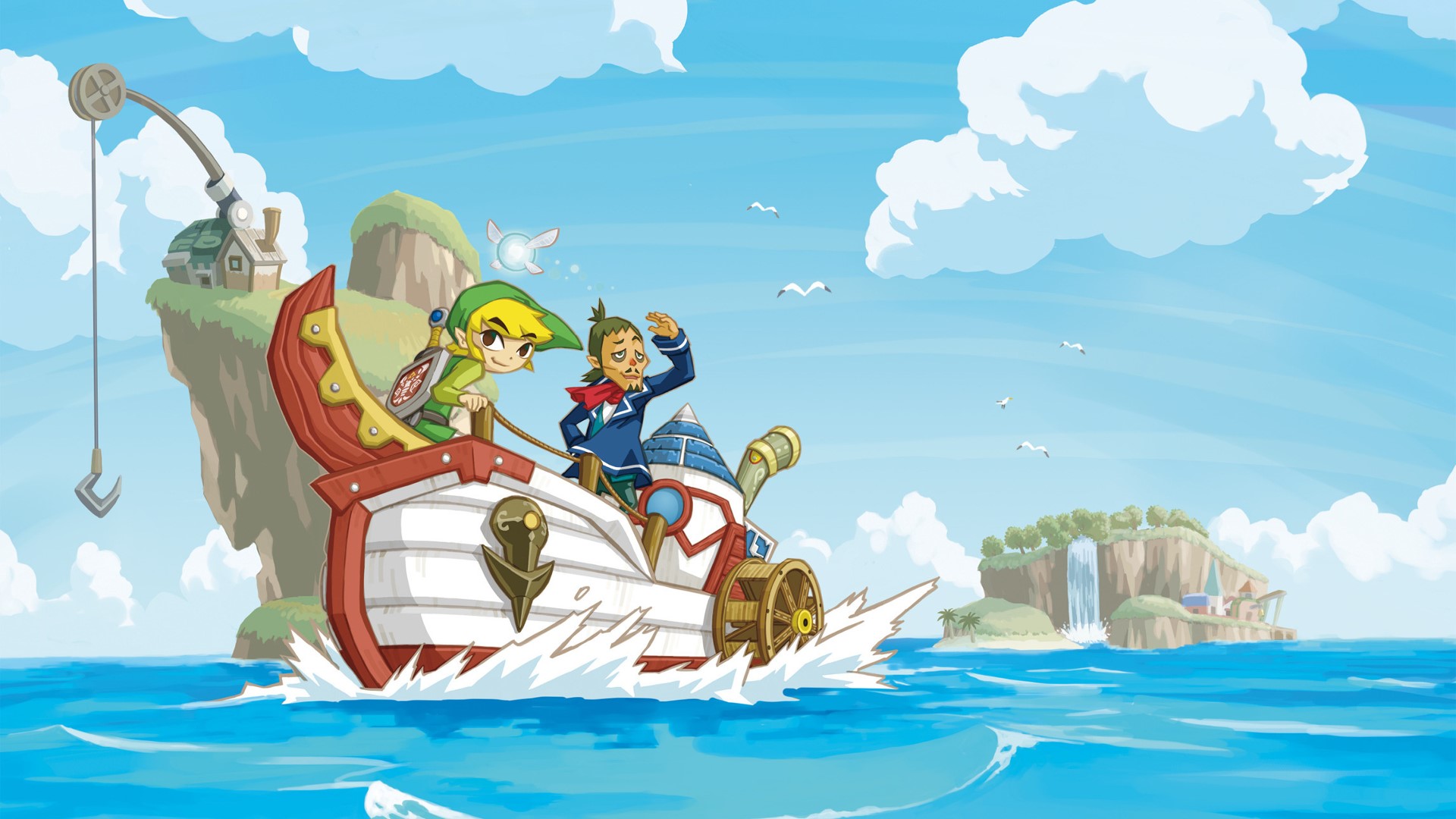 Link and Tetra on a boat in The Legend of Zelda HD Wallpaper