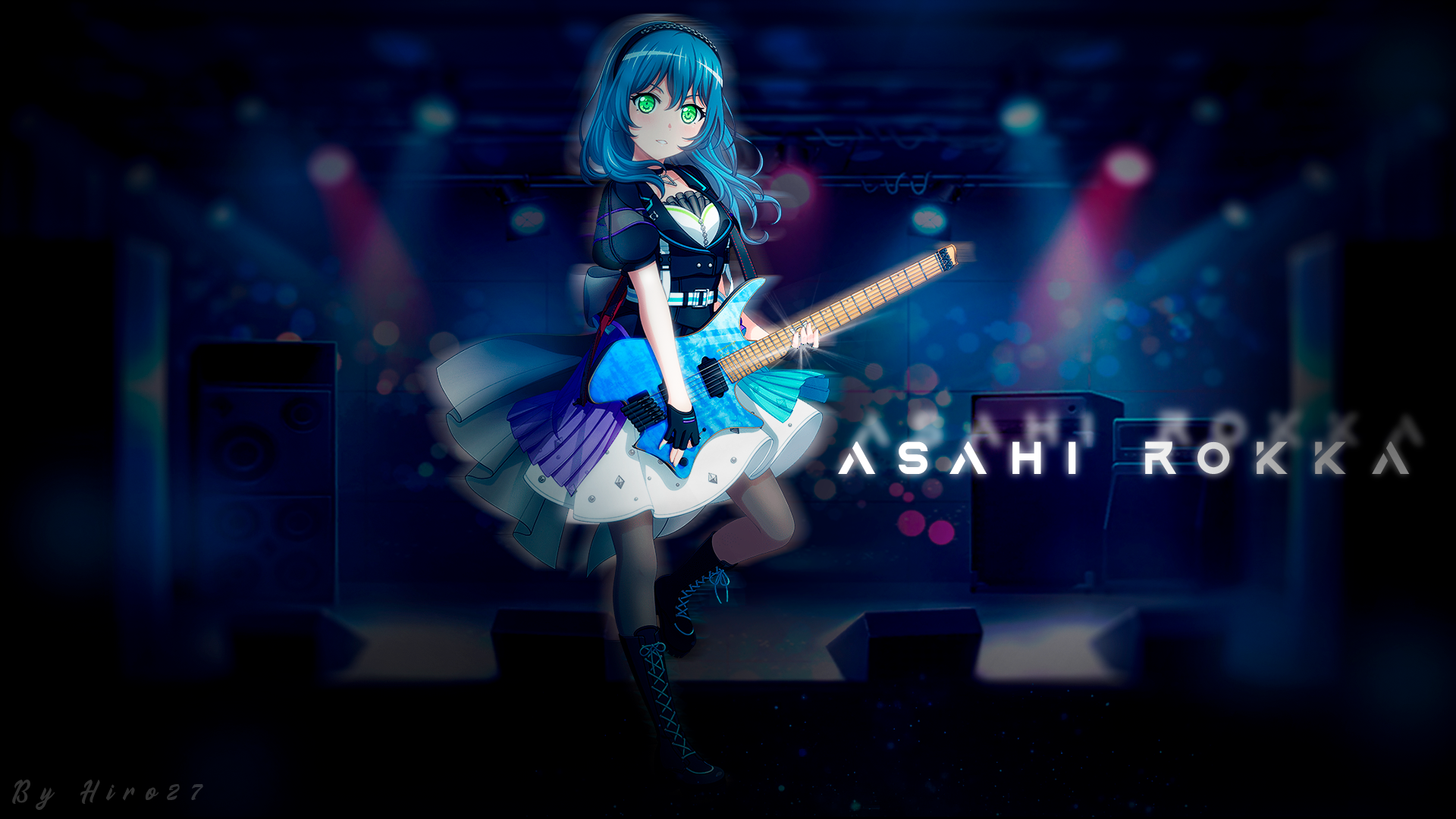 Asahi Rokkya from BanG Dream! playing guitar on stage HD Wallpaper