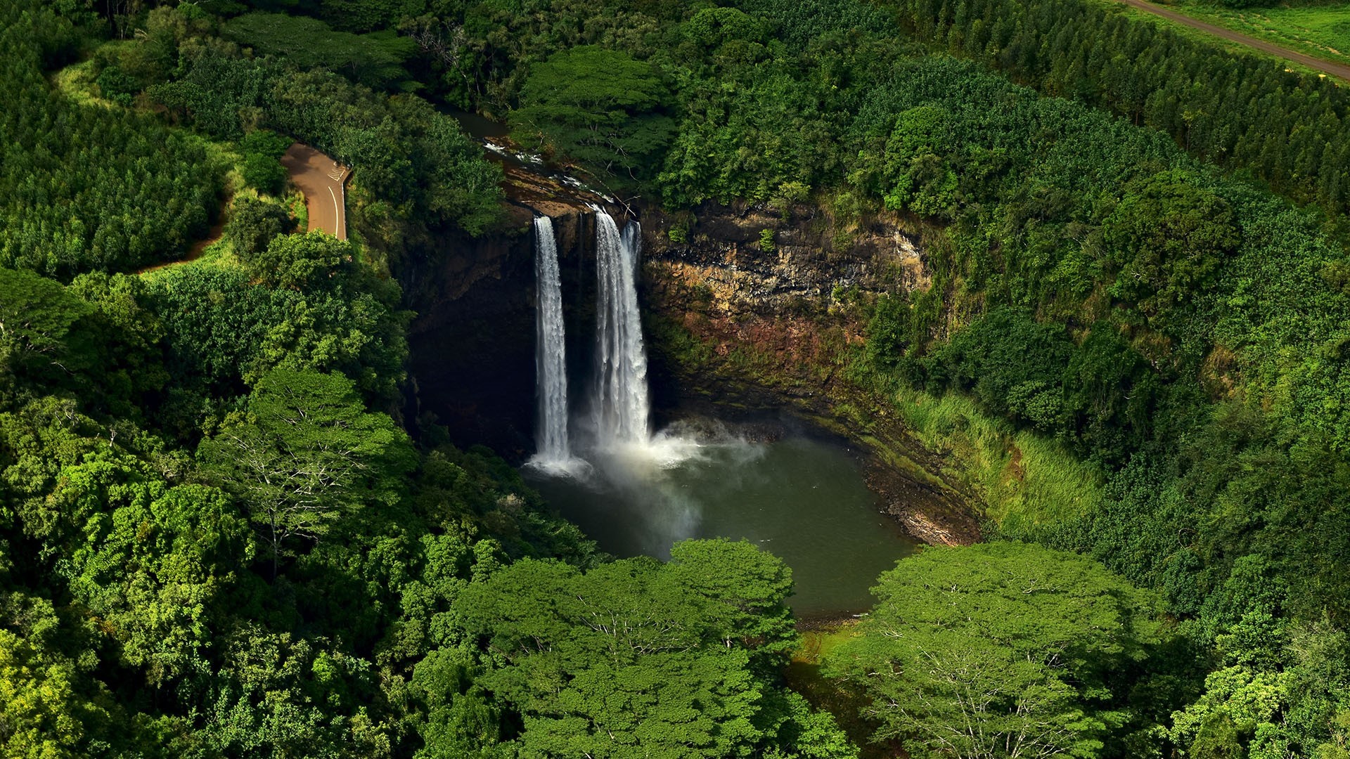 waterfall, tropical, nature, Kauai, water, forest, landscape, Hawaii