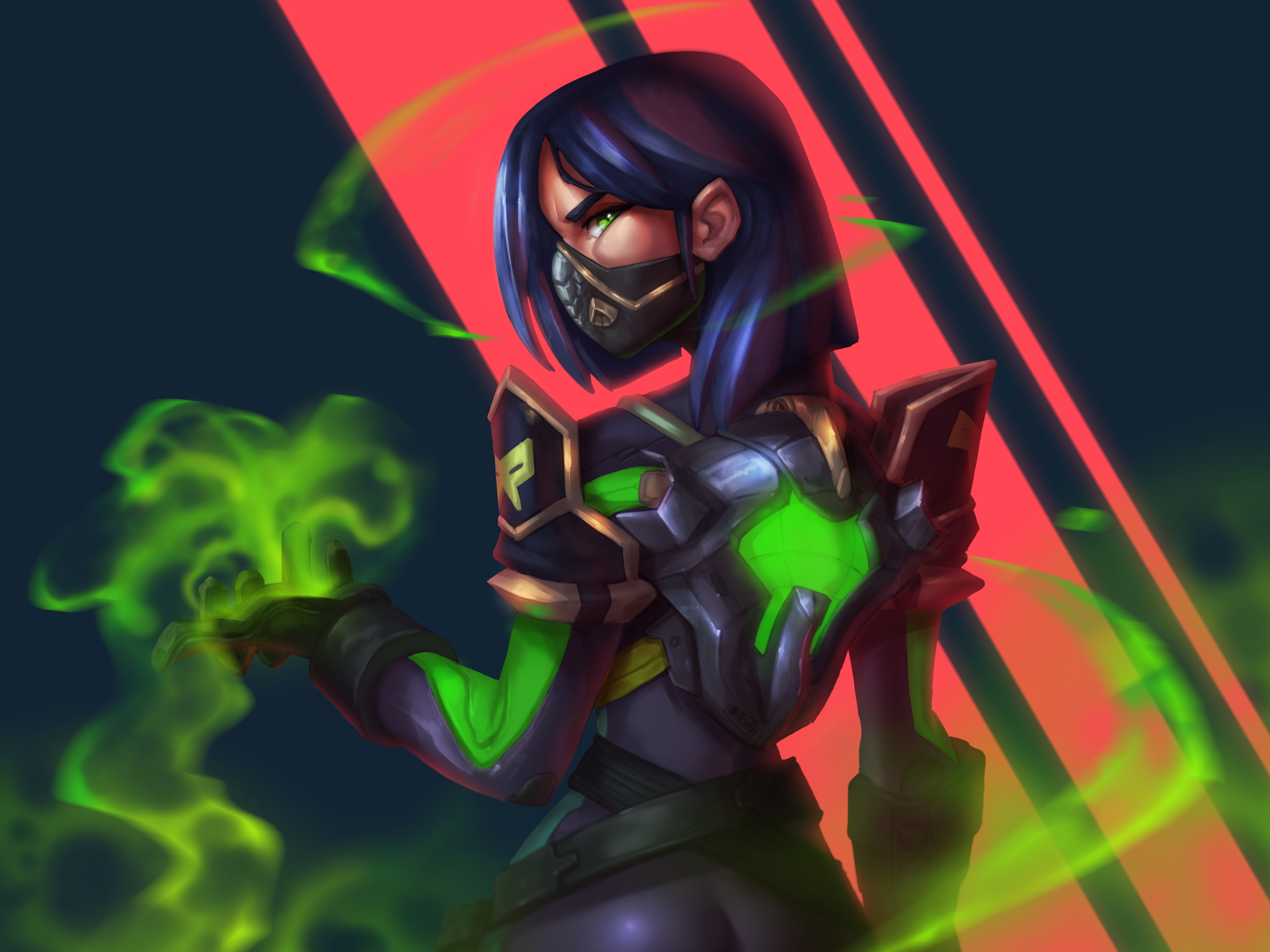 Viper from Valorant with green smoke HD Wallpaper