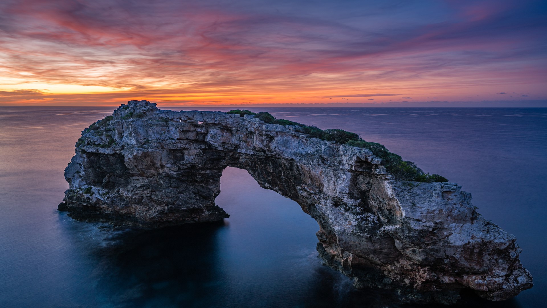 Natural Arch at Sunset in Mallorca, Balearic Islands HD Wallpaper