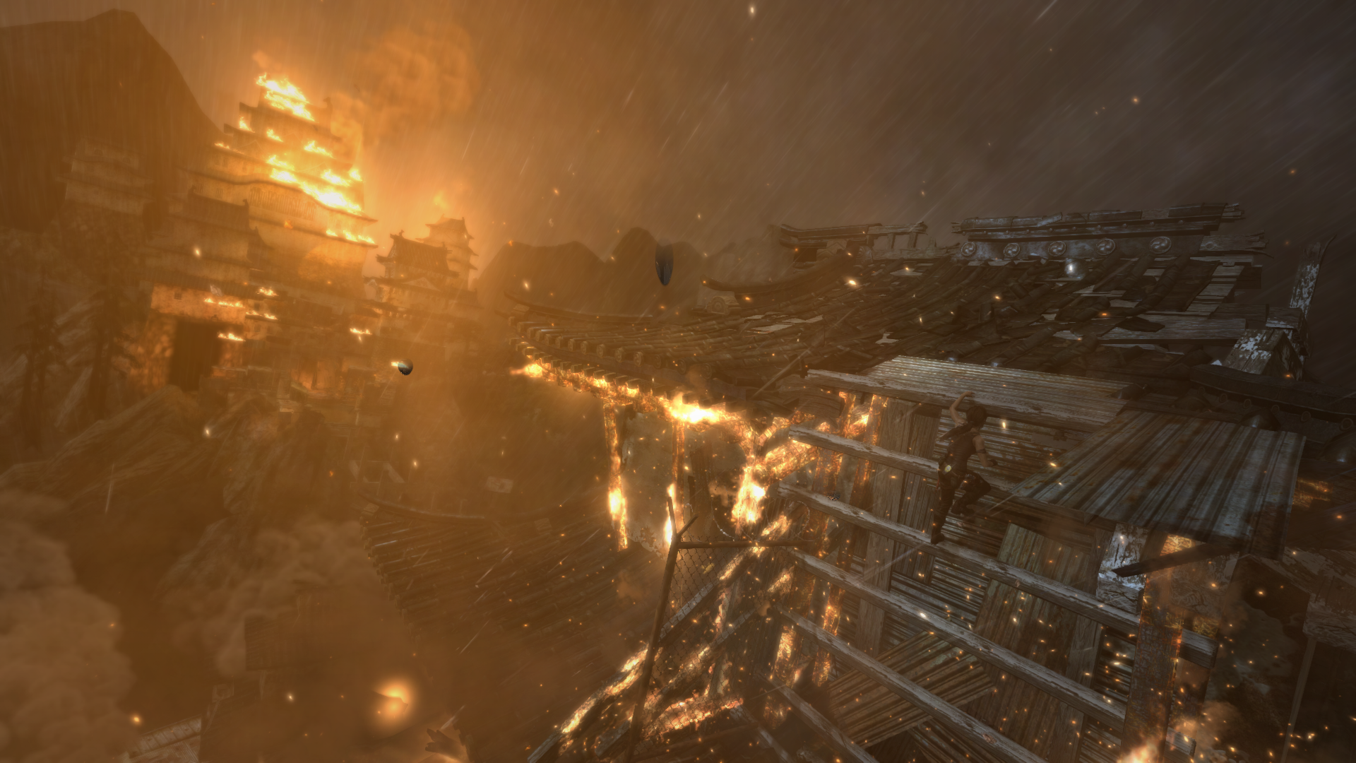 Tomb Raider (2013) burning village HD Wallpaper