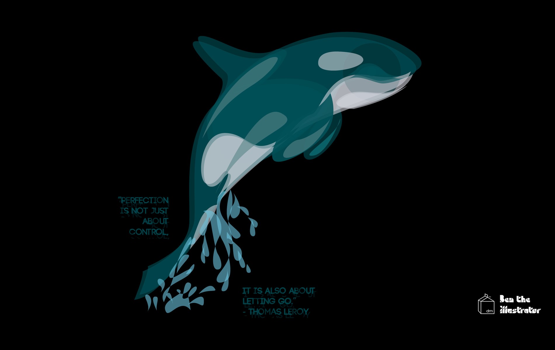 Orca with quote about perfection and letting go HD Wallpaper