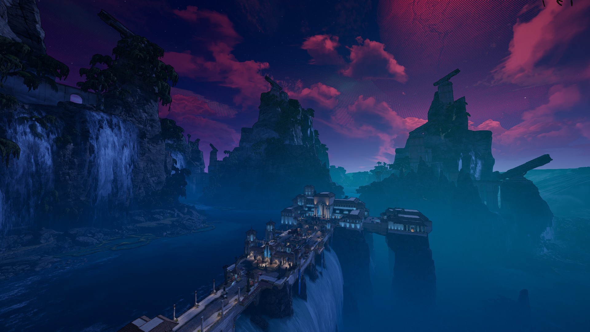 Borderlands 3 screenshot of a futuristic city at night HD Wallpaper