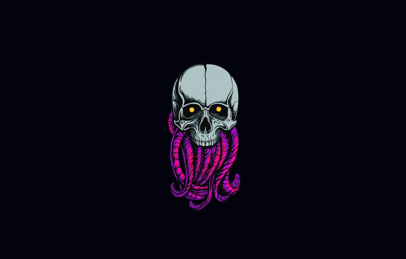 Skull with tentacles artwork HD Wallpaper