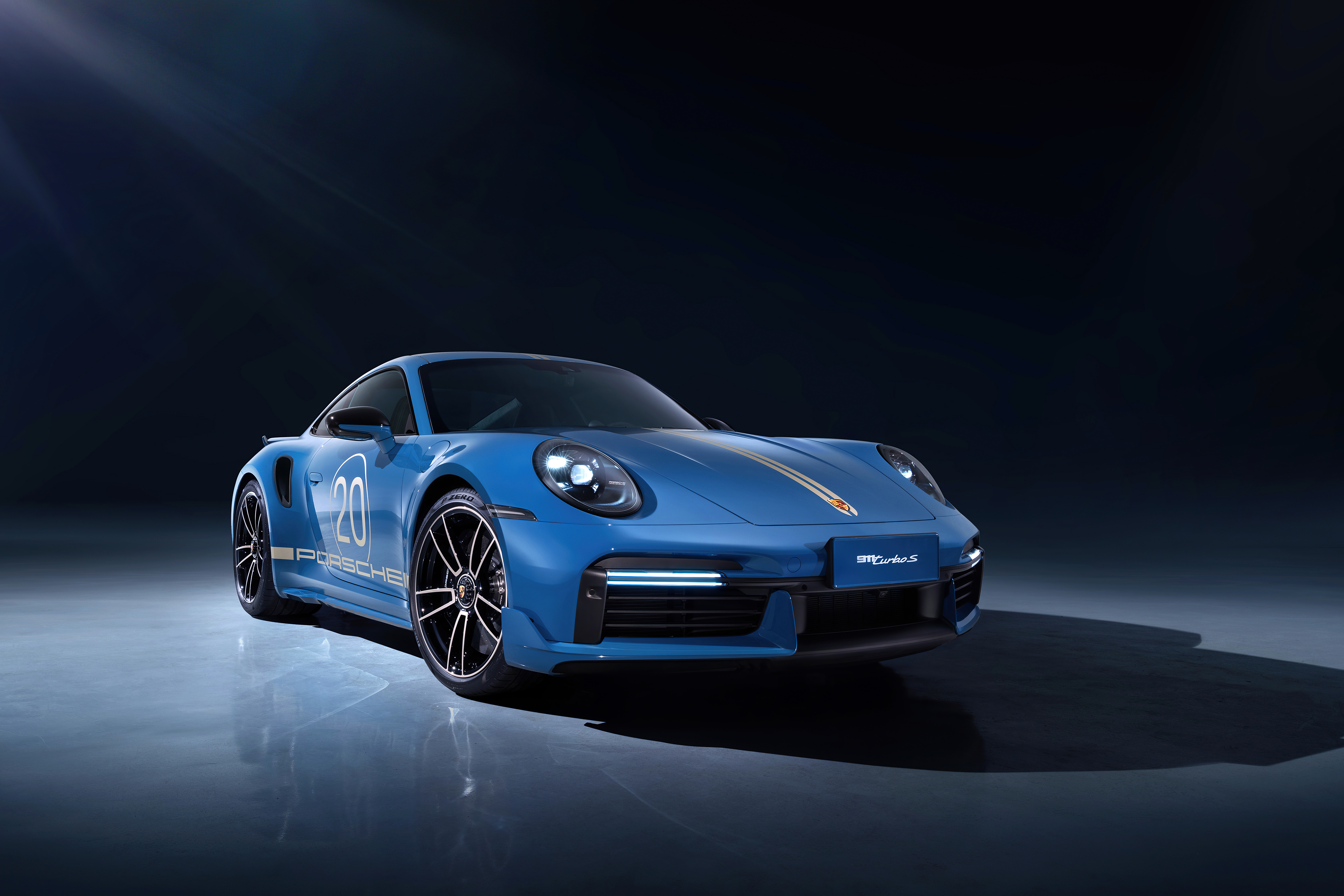 Blue Porsche 911 Turbo S China 20 Years Edition HD Wallpaper