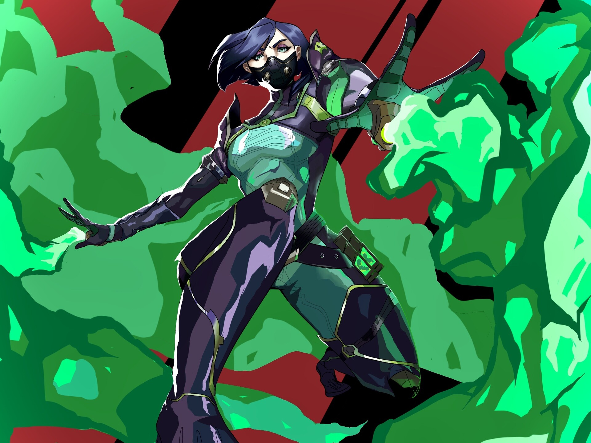 Viper from Valorant with green toxic clouds HD Wallpaper