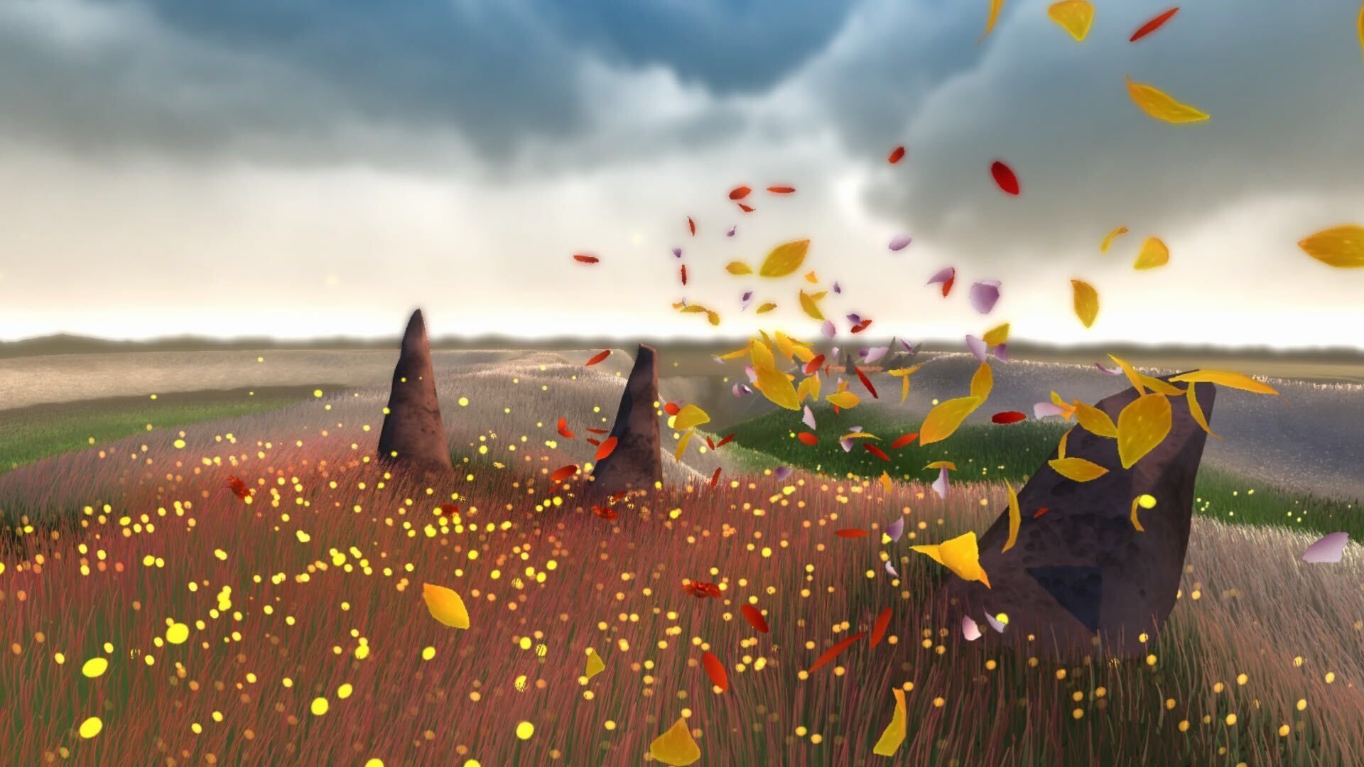 Flower game screenshot with falling leaves HD Wallpaper