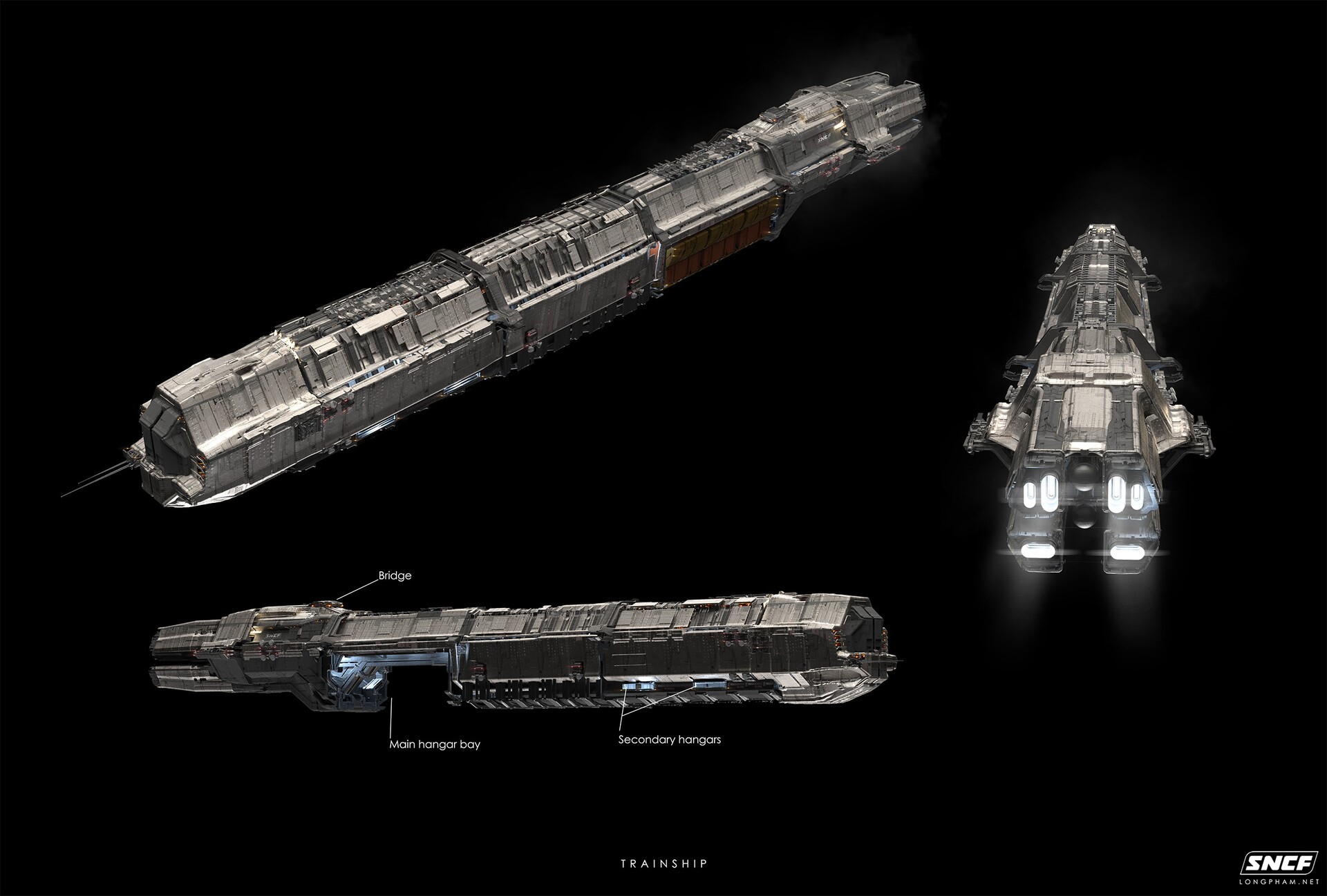 Trainship concept art with labels HD Wallpaper