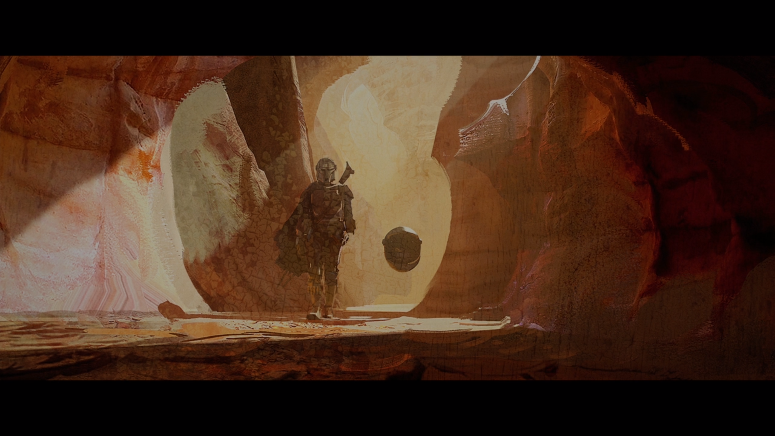 The Mandalorian and Grogu in a cave HD Wallpaper