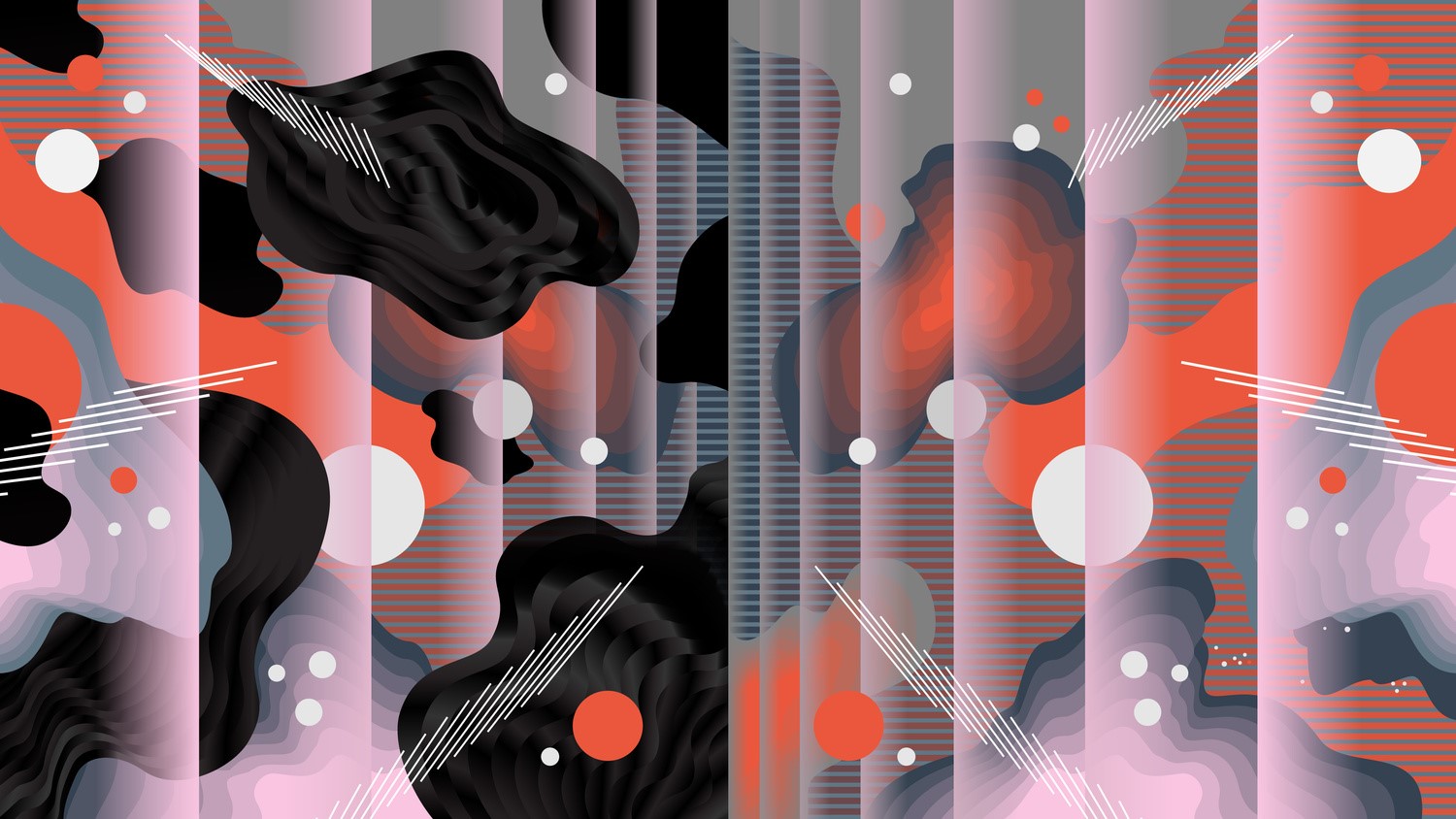 Abstract digital art with fluid shapes and geometric patterns HD Wallpaper