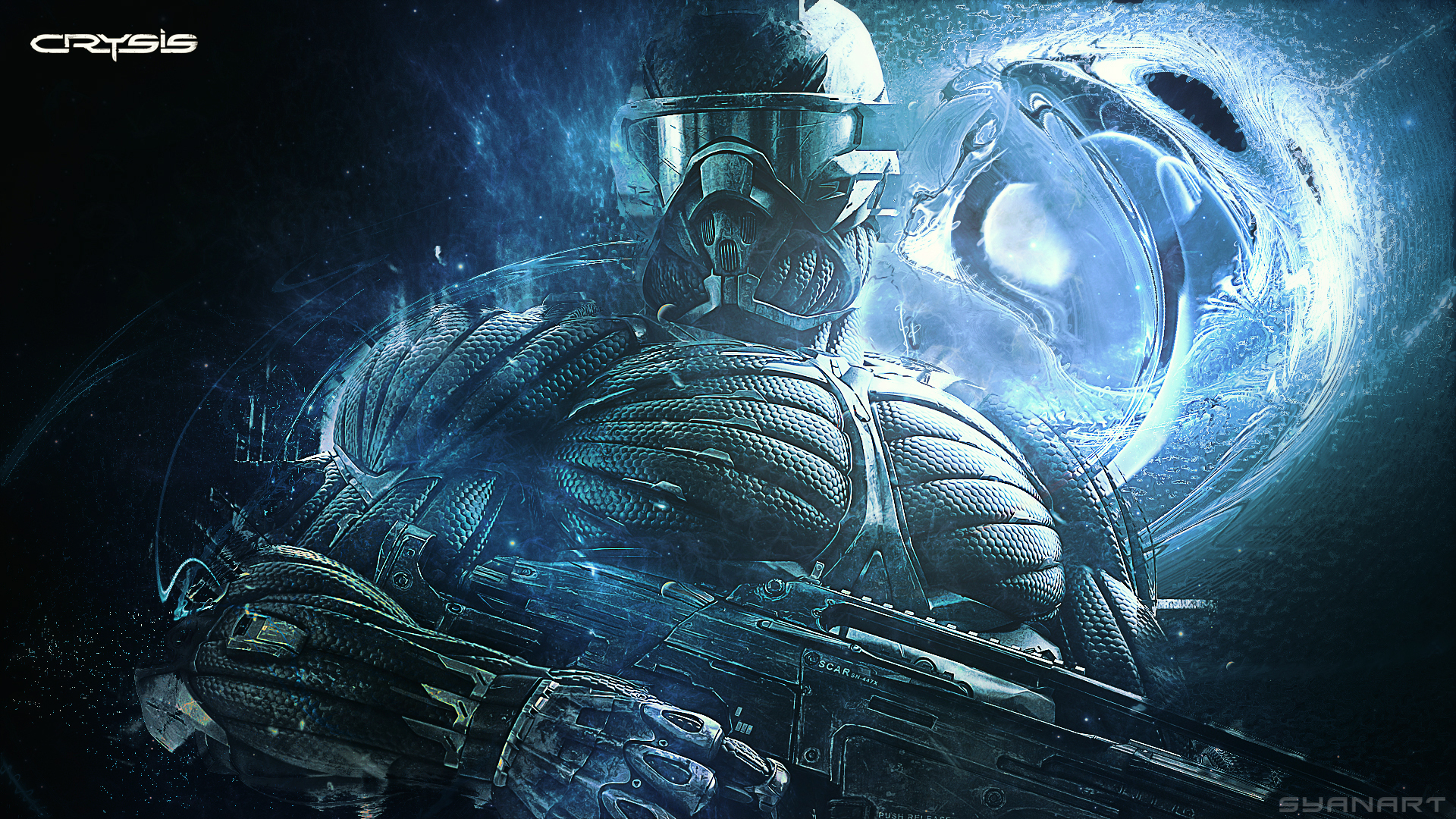 Crysis 2 Prophet with SCAR rifle HD Wallpaper