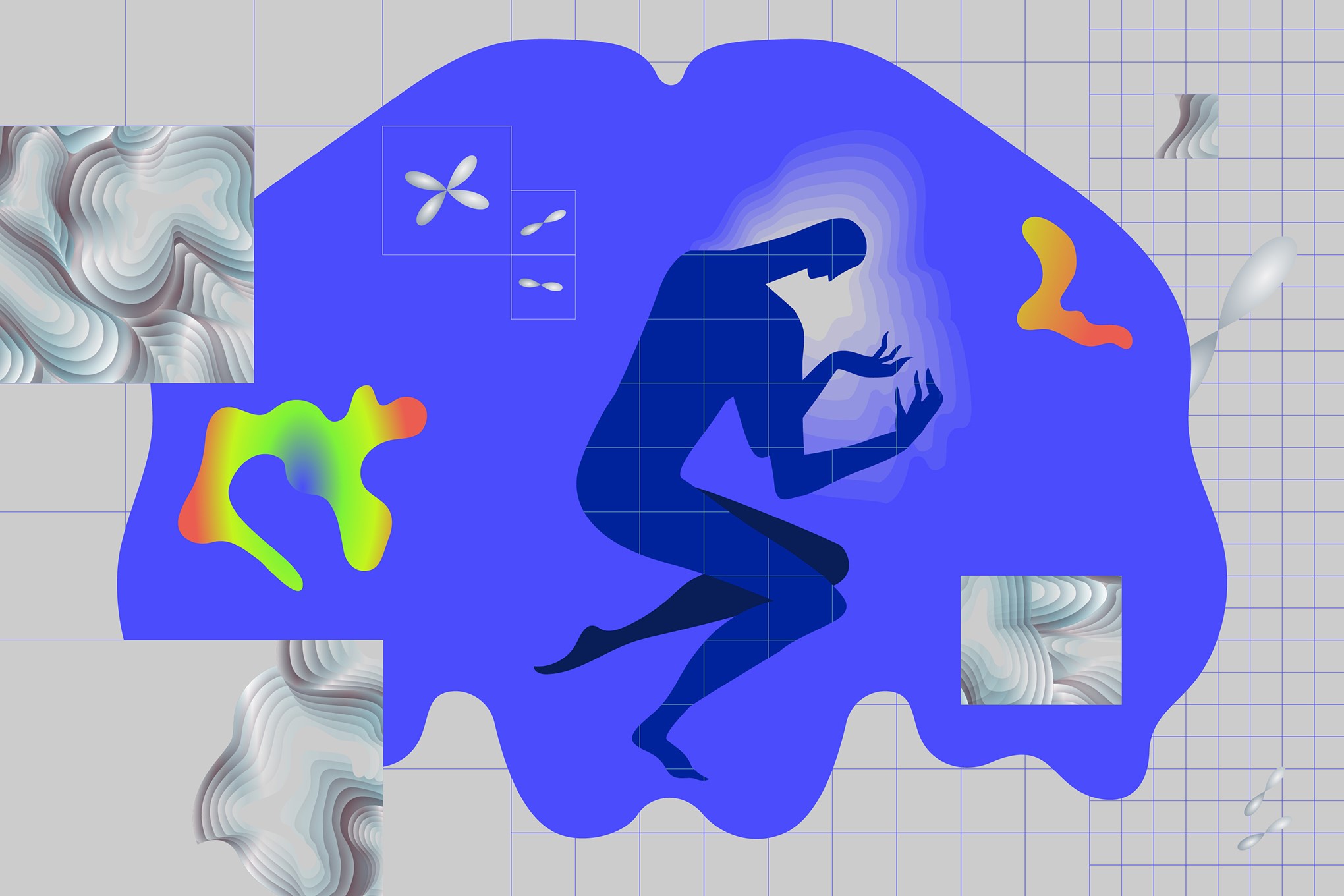 Abstract digital art with human silhouette HD Wallpaper