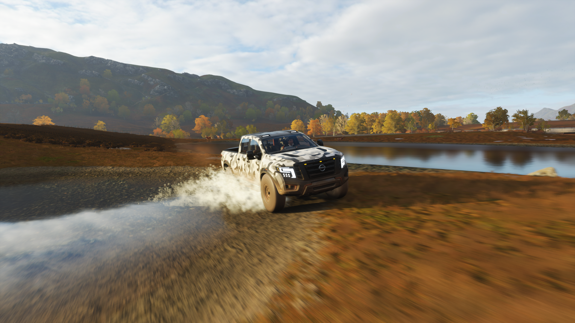 Nissan Titan pickup truck driving off-road in Forza Horizon 4 HD Wallpaper