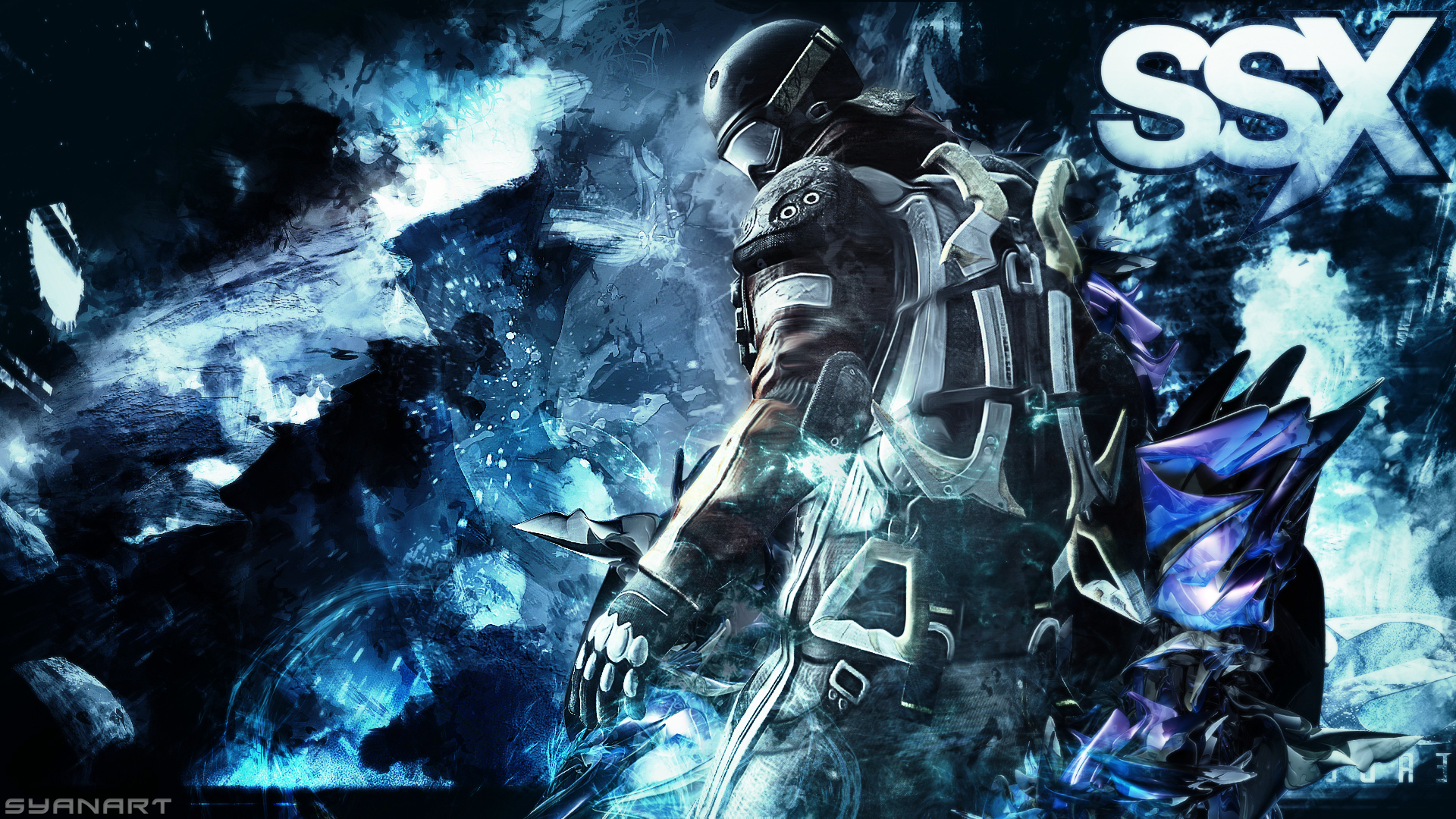 SSX video game character with blue ice effects HD Wallpaper