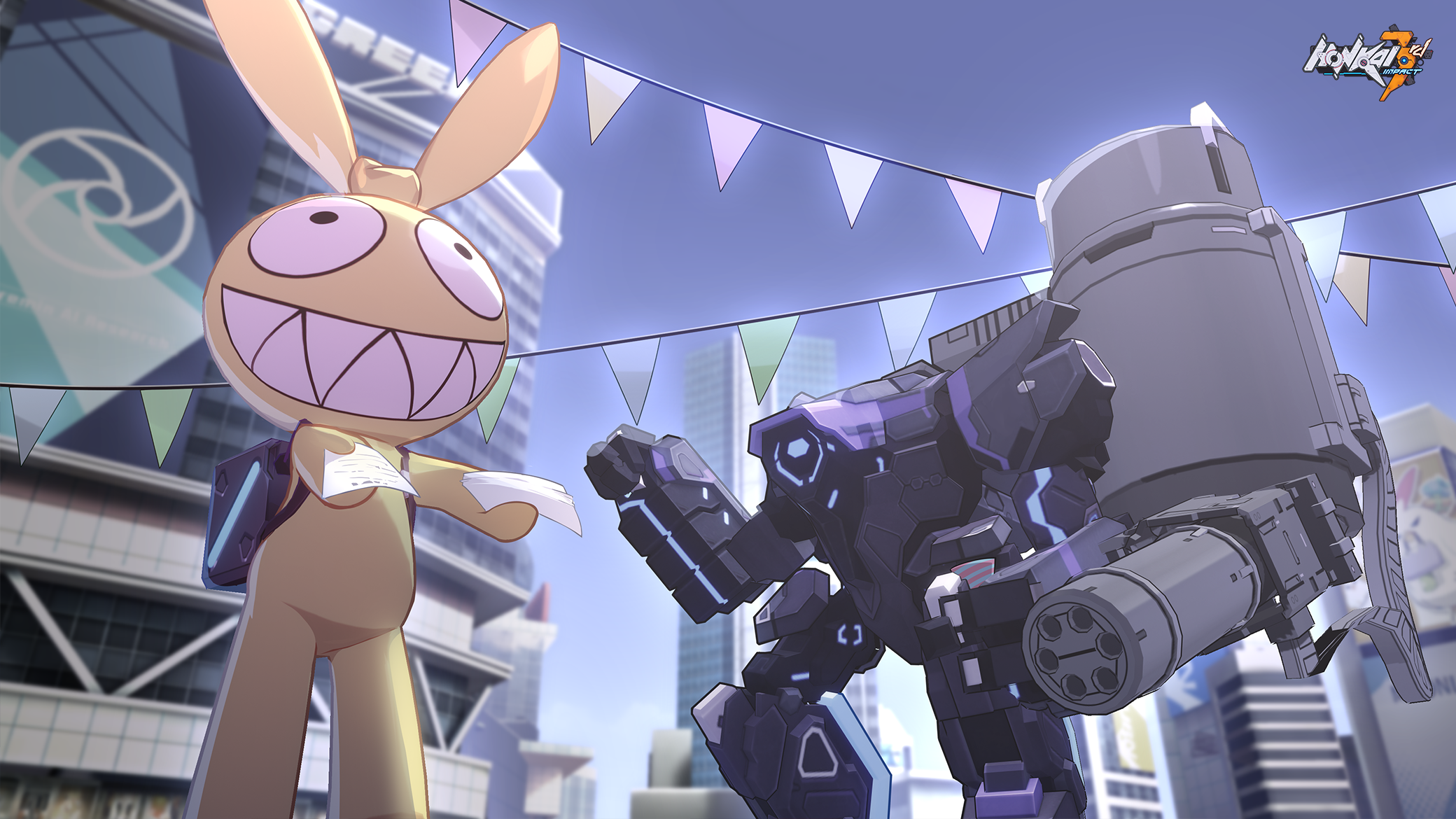 Homu and a mech in Honkai Impact 3rd HD Wallpaper