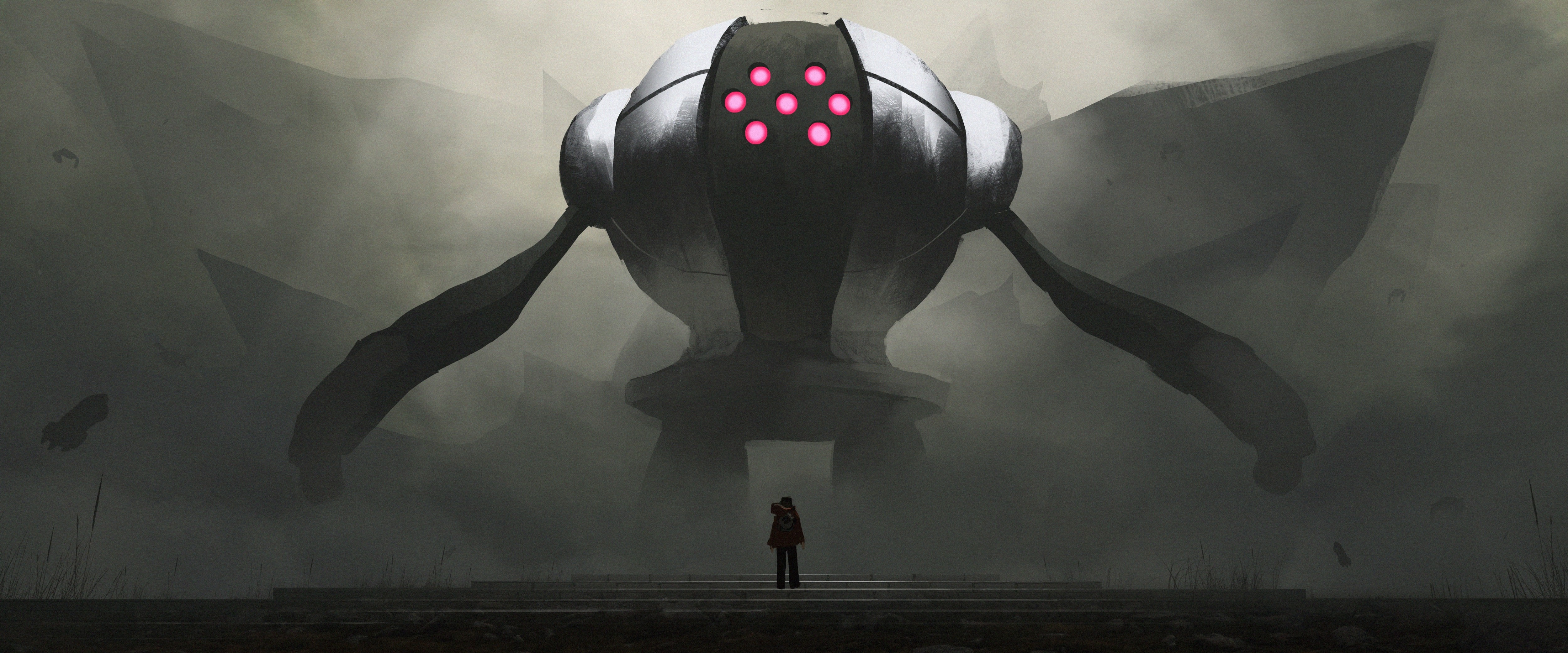Registeel from Pokémon in a foggy landscape HD Wallpaper