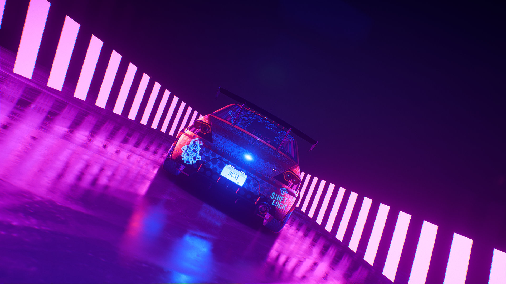 Mitsubishi Lancer Evo IX in neon tunnel HD Wallpaper
