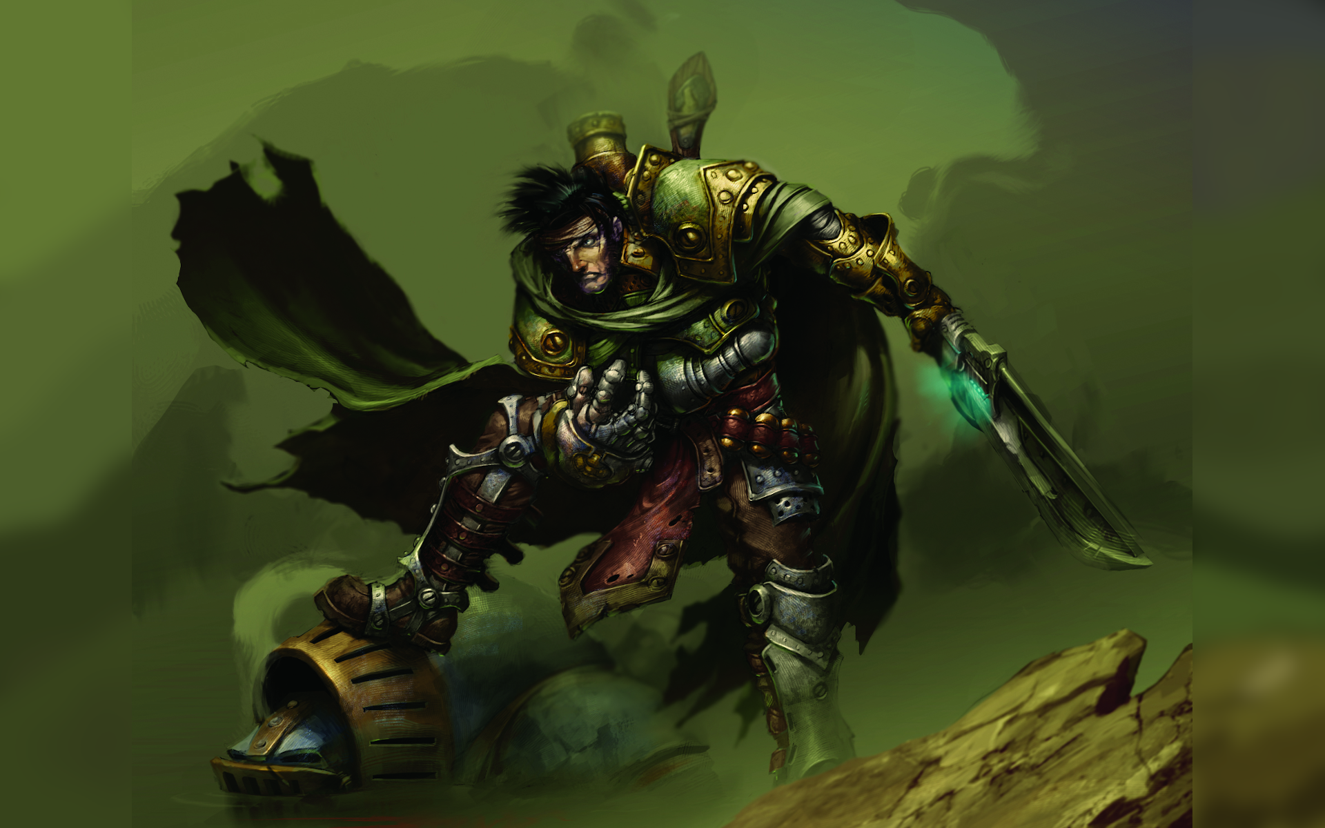 Asheth Magnus from Warmachine with cape and sword HD Wallpaper