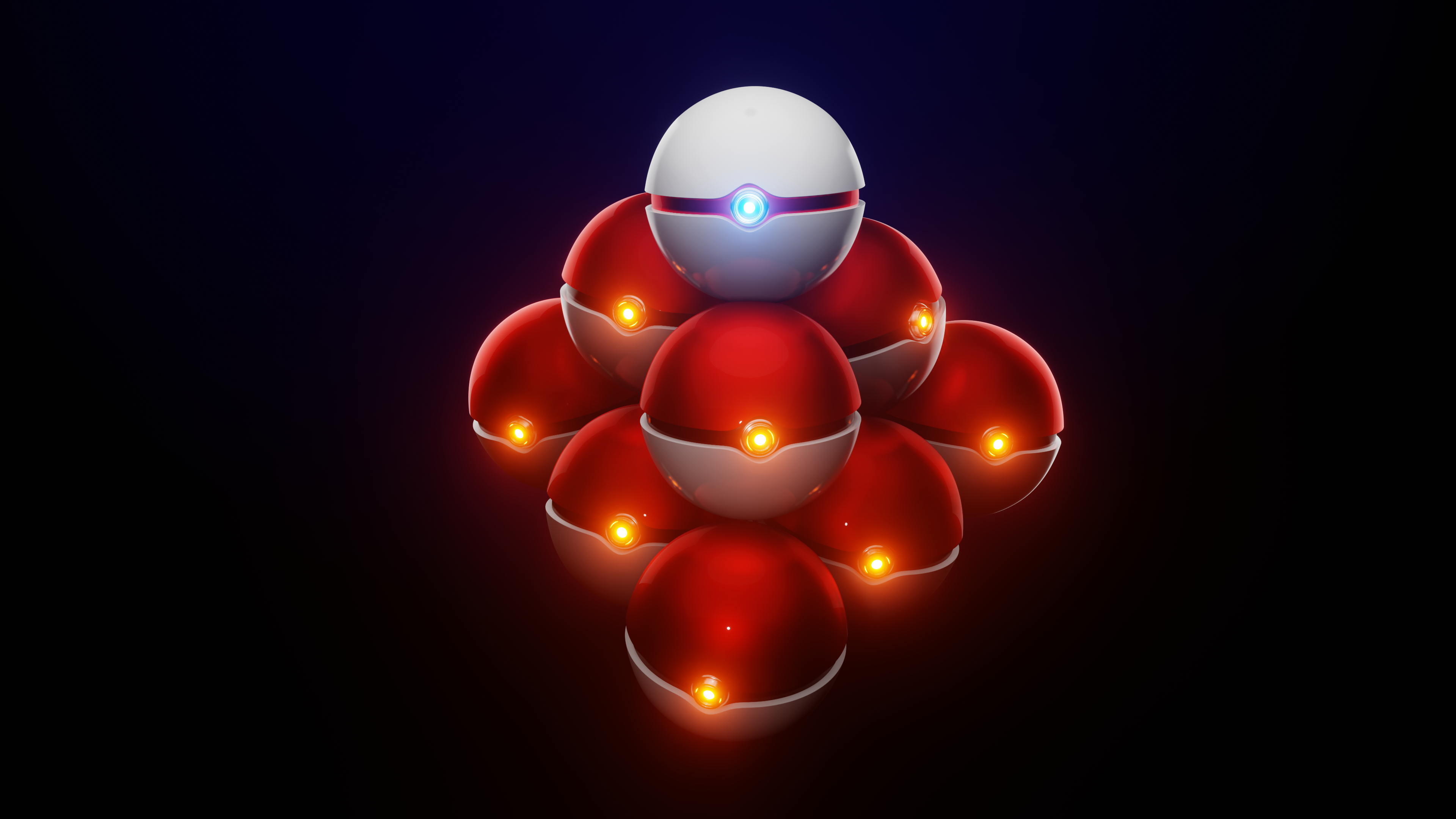 4K CG art of stacked Pokemon Pokeballs HD Wallpaper
