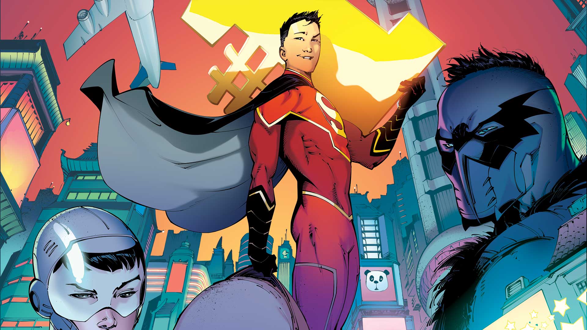 Super-Man Kong Kenan in a futuristic city HD Wallpaper