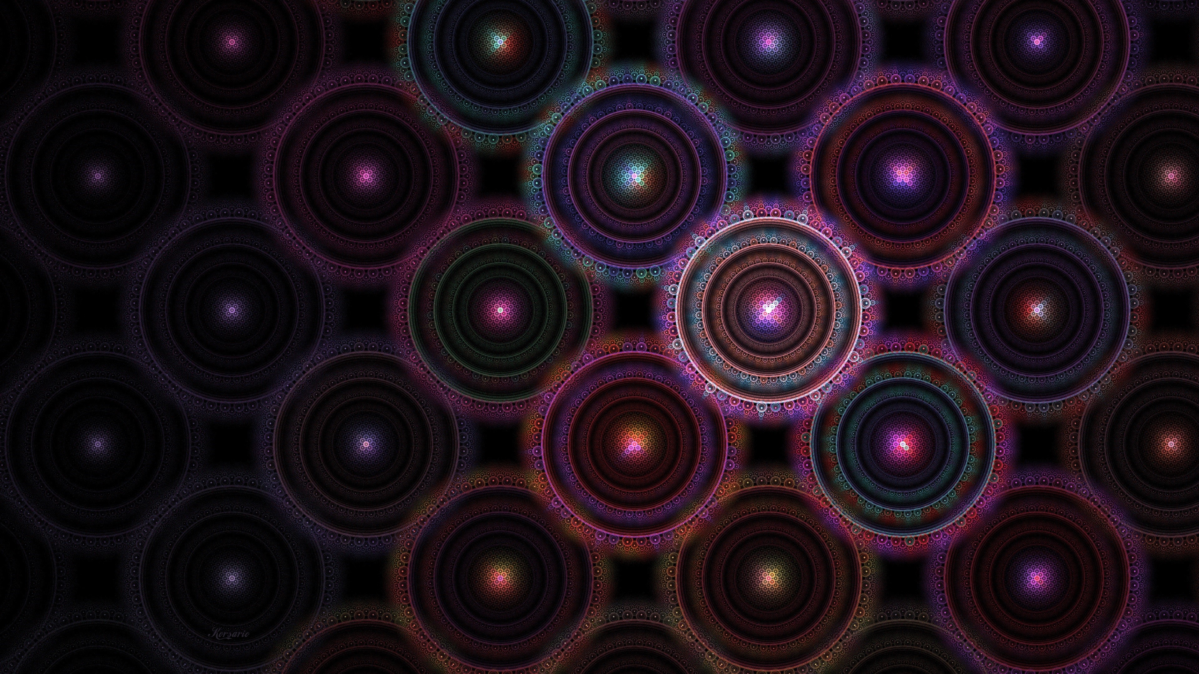 Abstract glowing purple circles pattern 4K HD Wallpaper