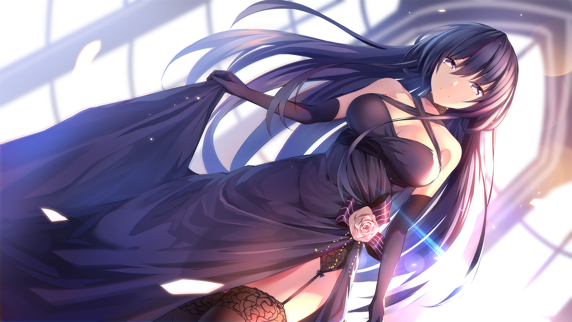 Tohka Yatogami from Date A Live in a black dress HD Wallpaper