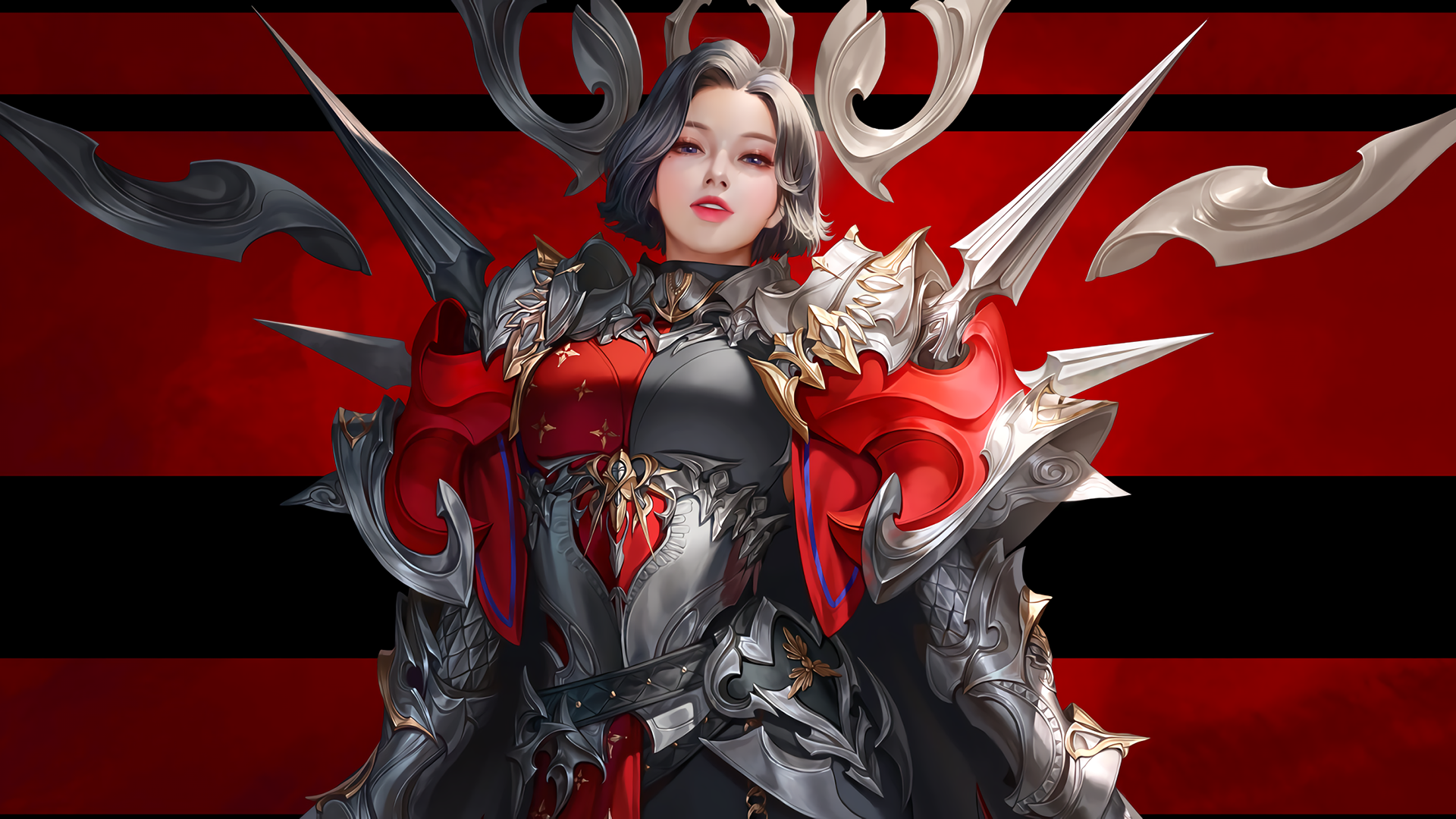 Anime girl in ornate armor with short hair HD Wallpaper