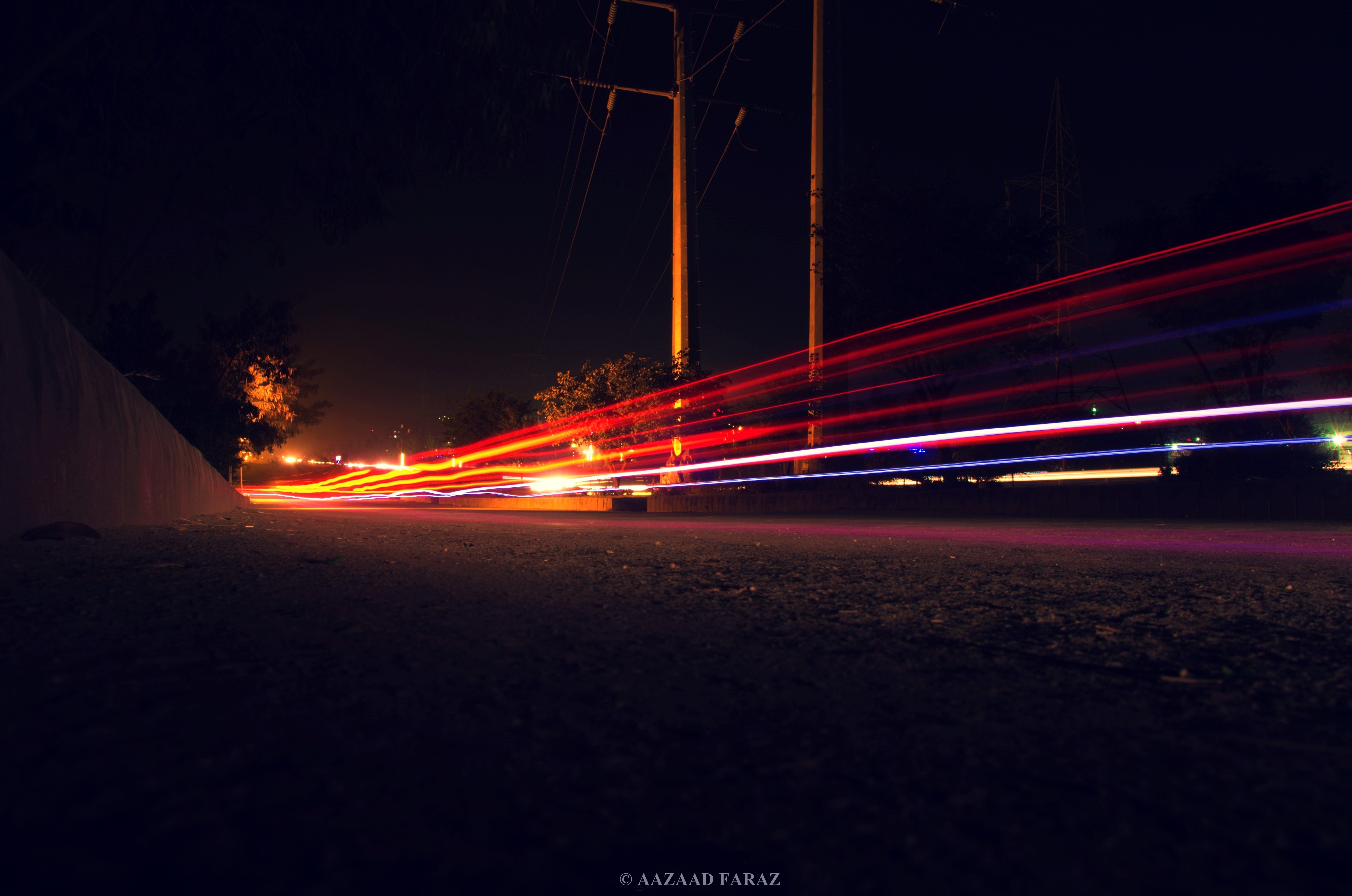Long exposure light trails at night HD Wallpaper
