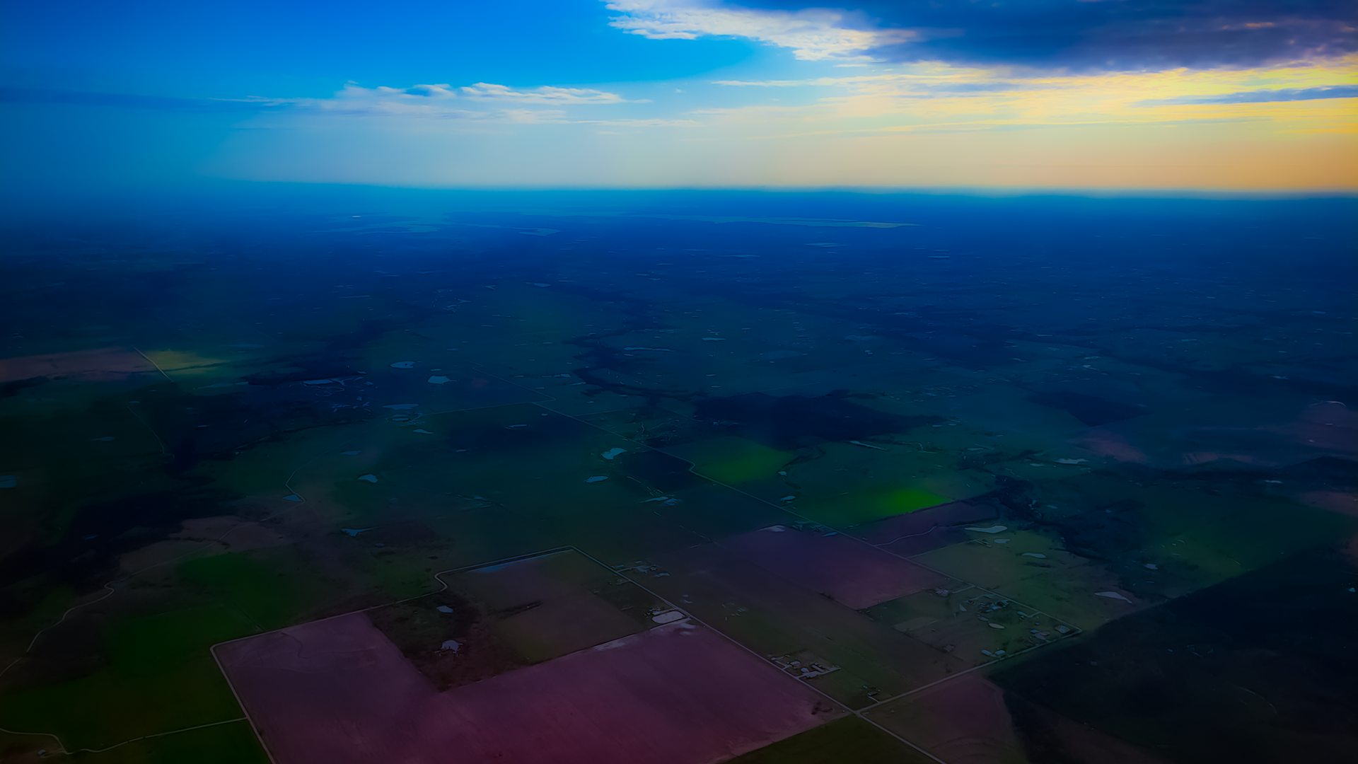 Aerial view of Texas landscape at sunset HD Wallpaper