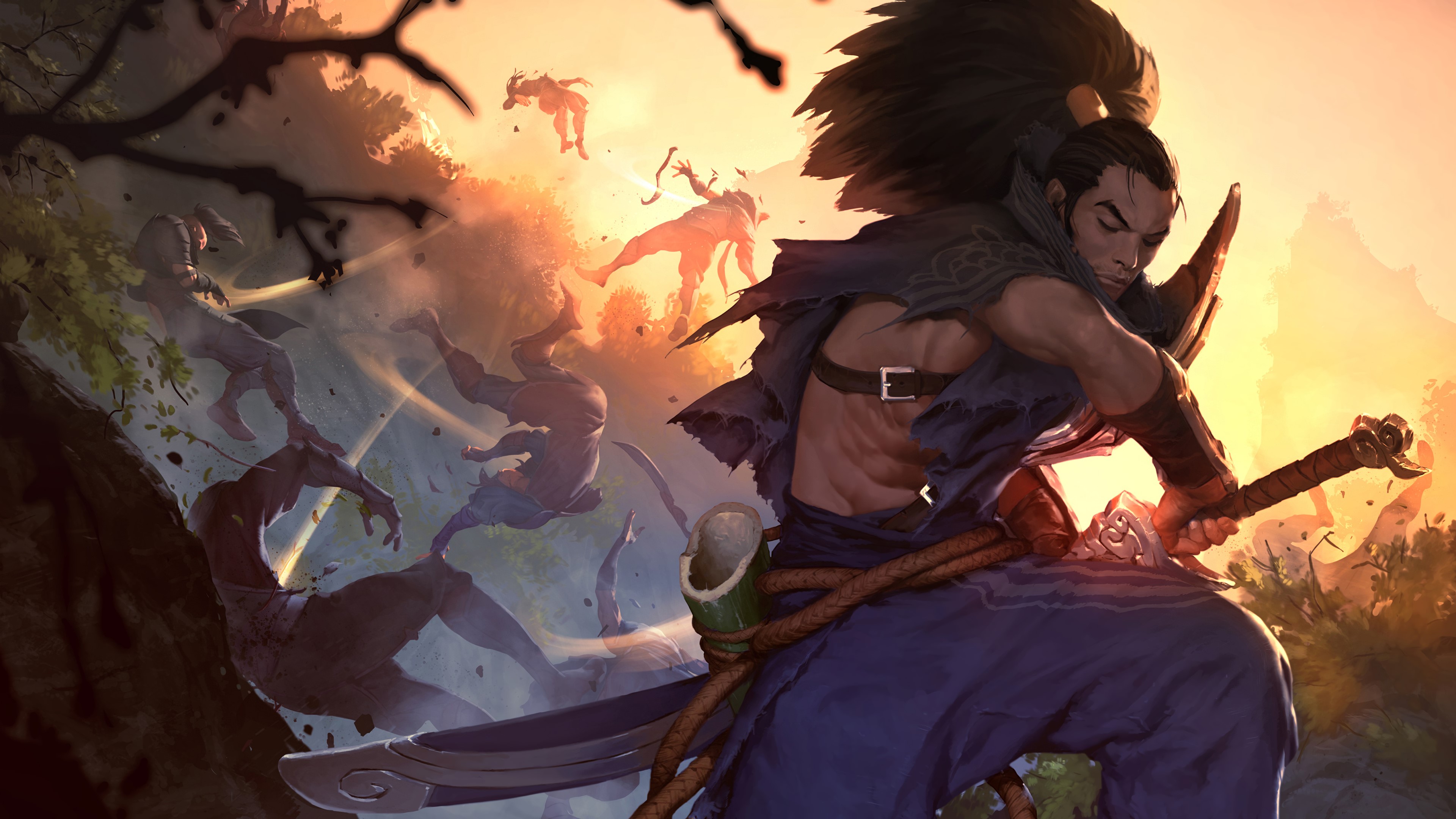 Yasuo from League of Legends in battle HD Wallpaper