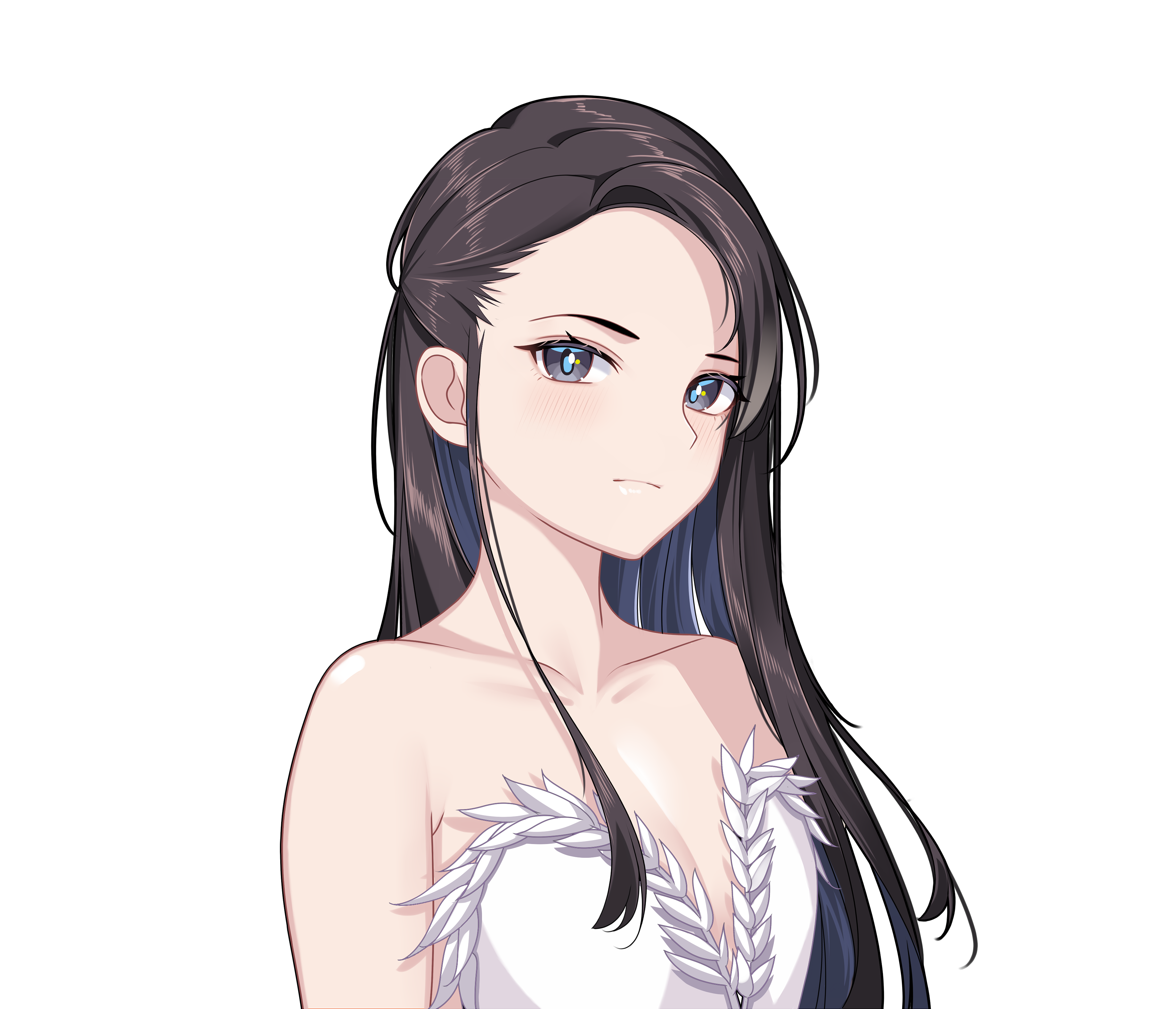Anime girl with dark hair and gray eyes HD Wallpaper