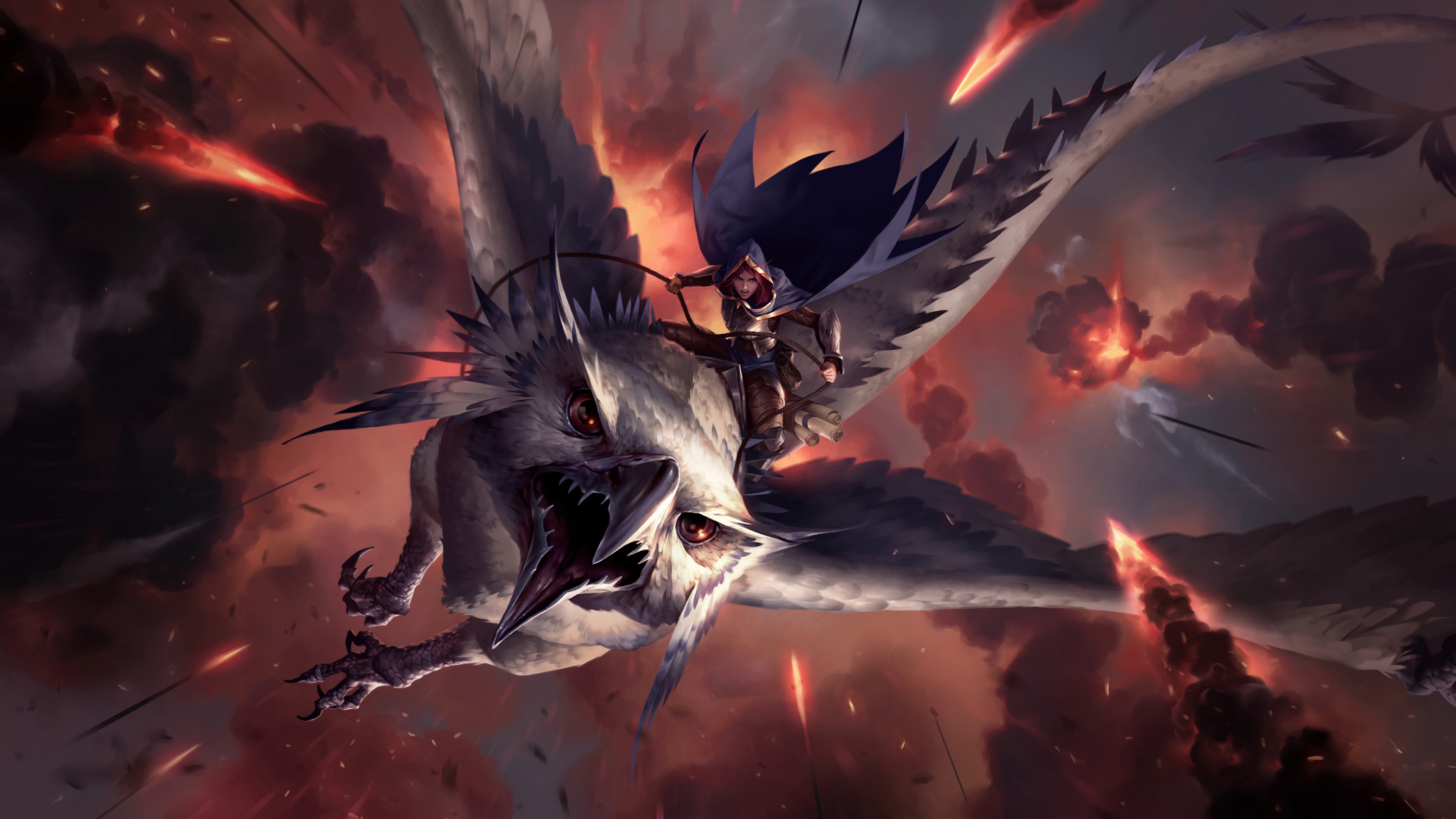 4K League of Legends: Quinn riding Valor in battle HD Wallpaper