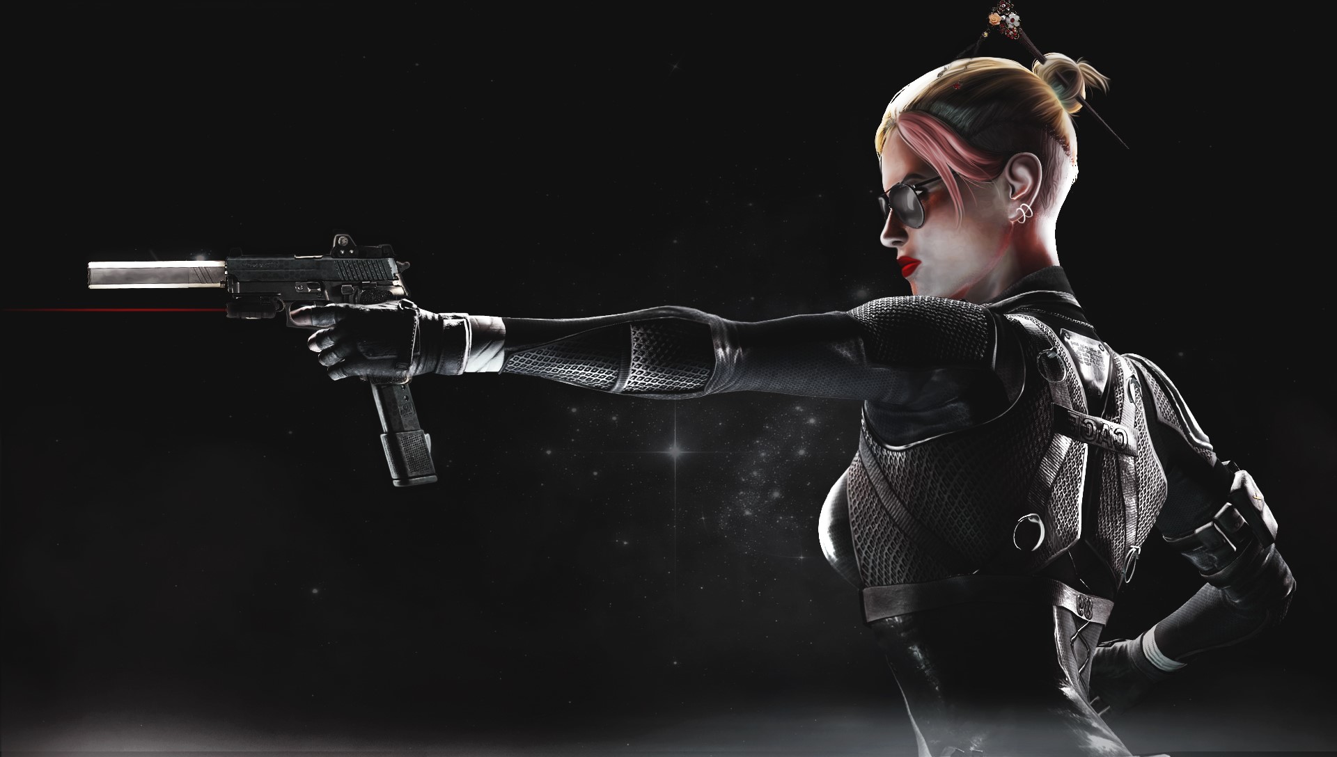 Cassie Cage from Mortal Kombat aiming a pistol HD Wallpaper