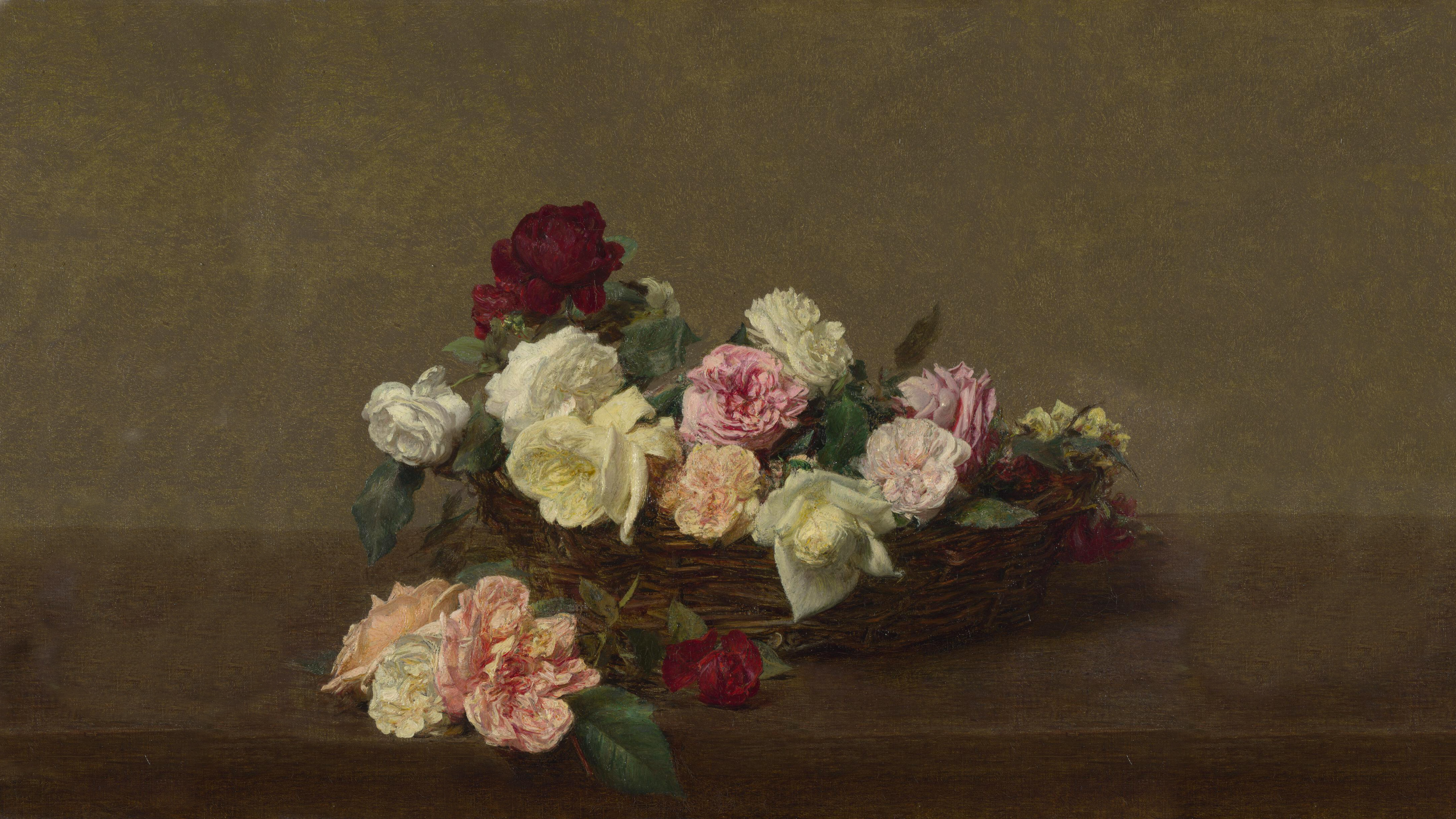 Basket of Roses by Henri Fantin-Latour HD Wallpaper