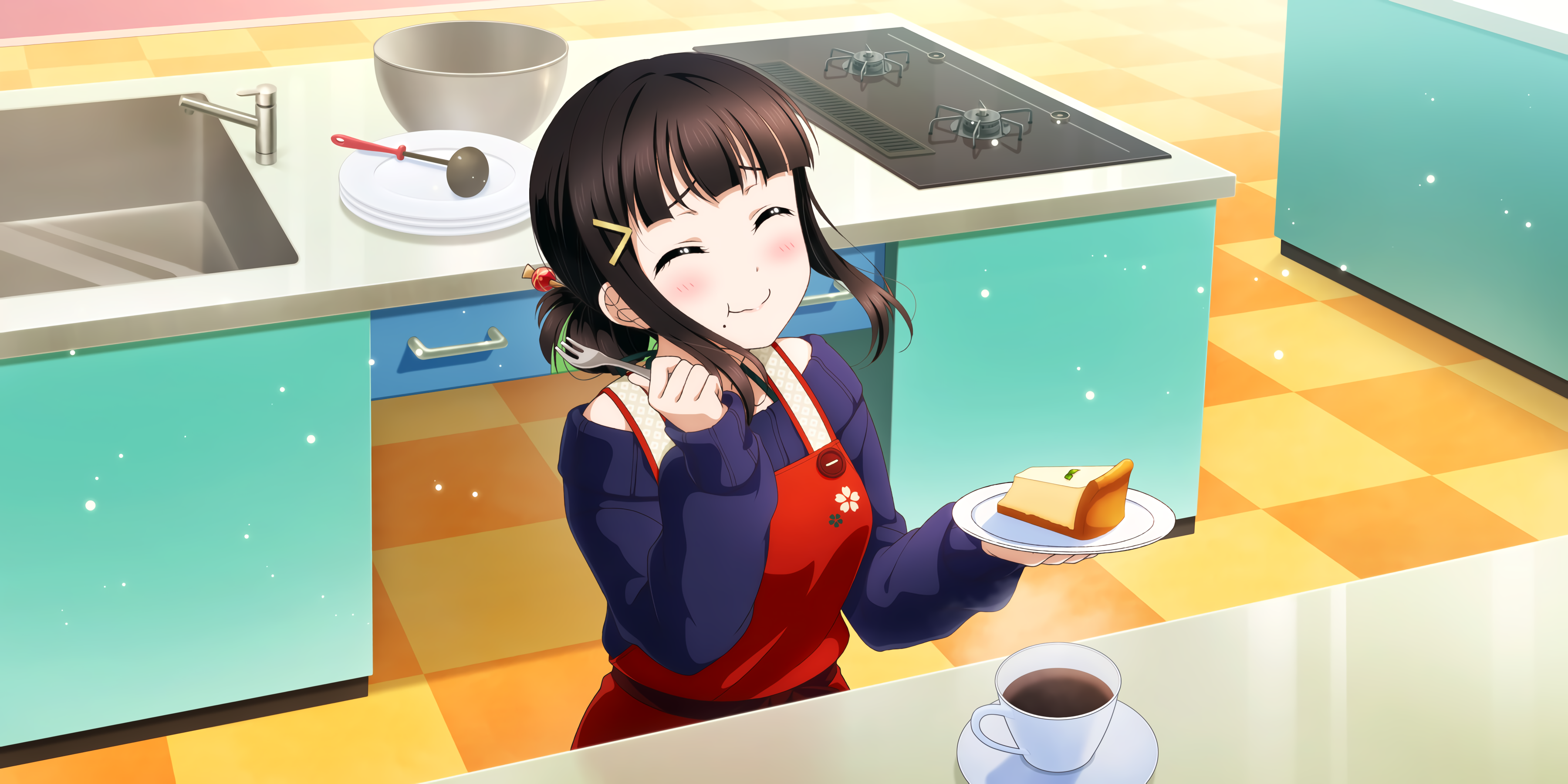 Kurosawa Dia from Love Live! Sunshine!! eating cake HD Wallpaper