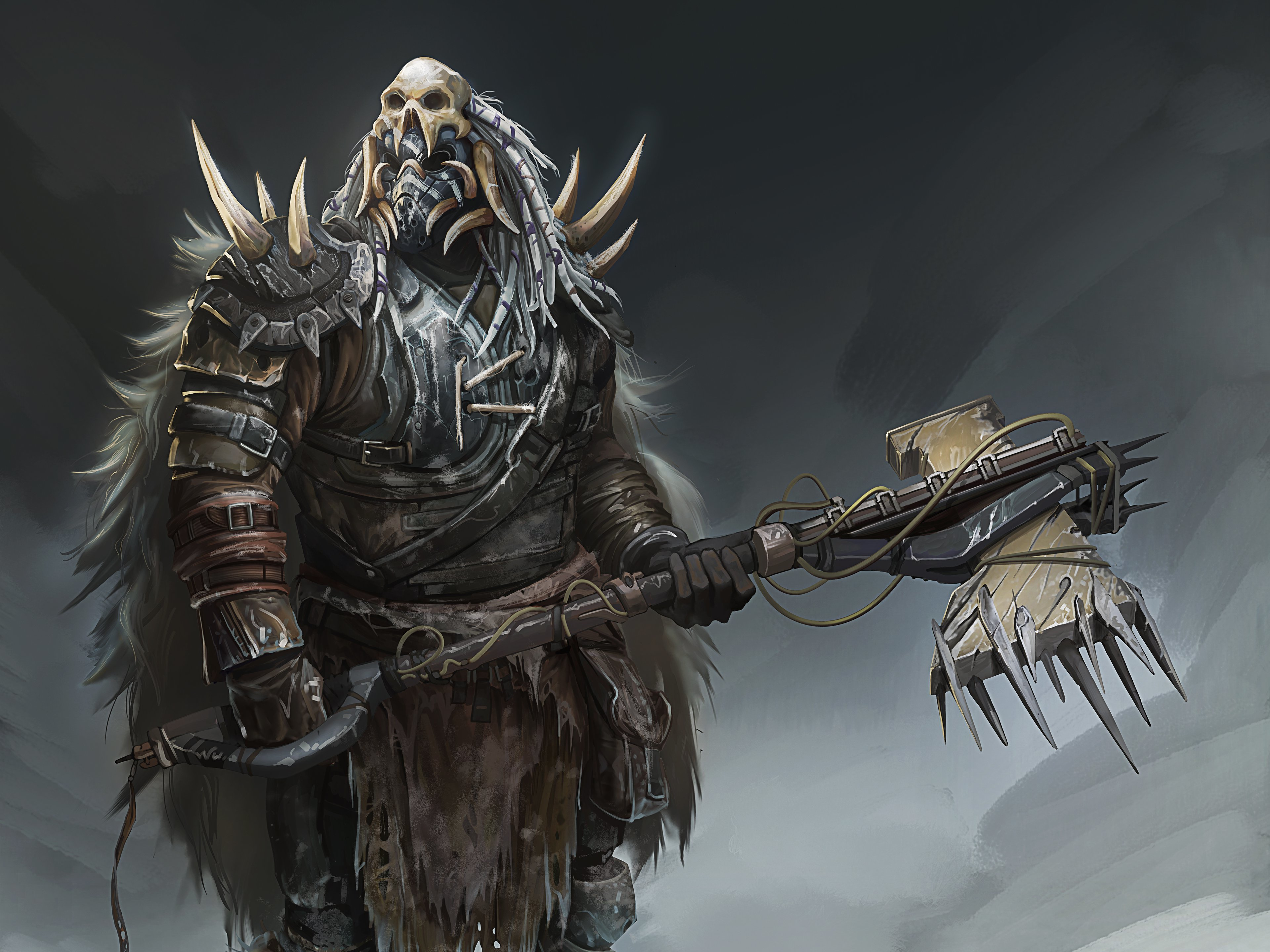 Scavenger Warrior with Skull Mask and Axe HD Wallpaper