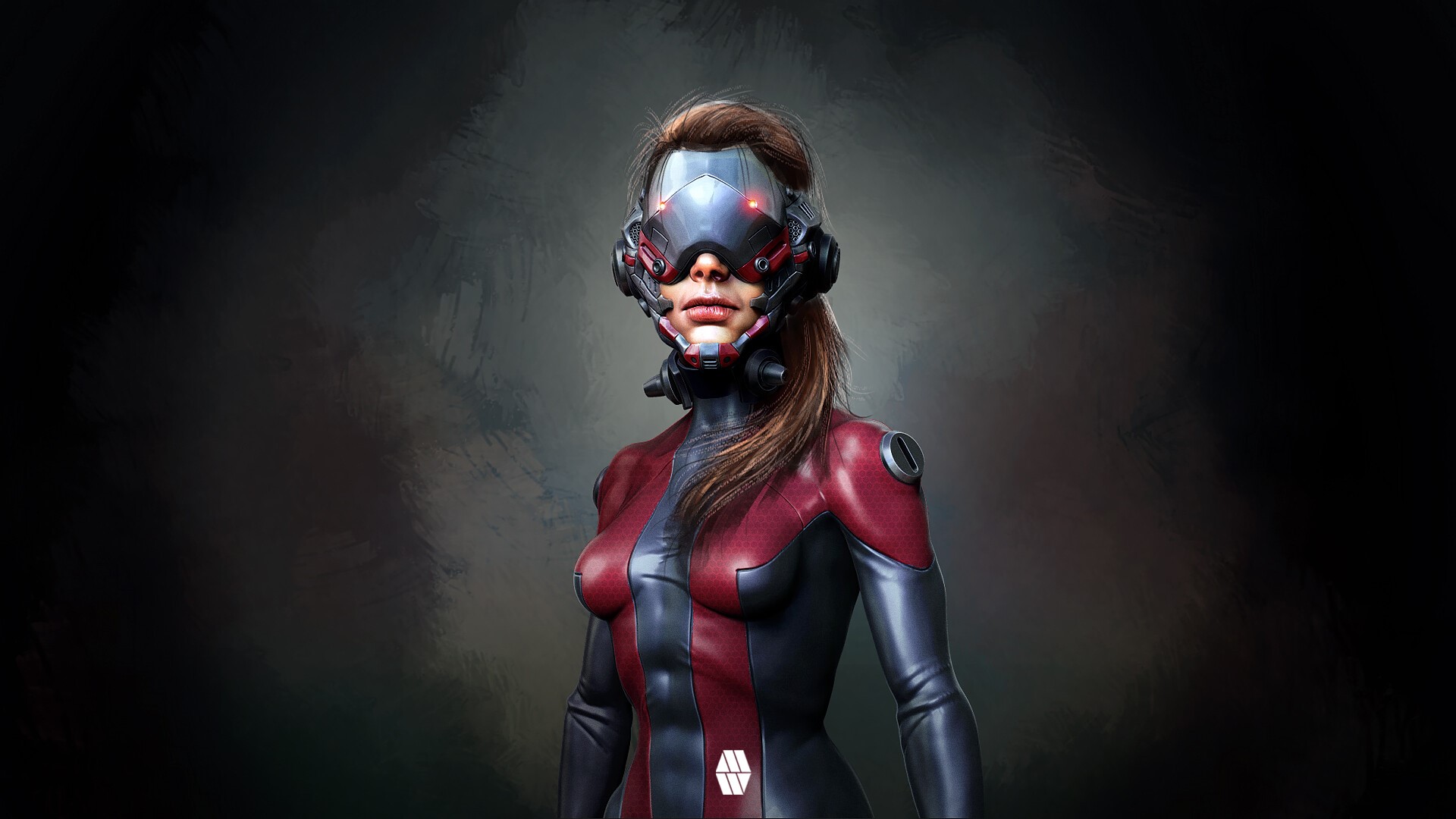Woman in futuristic suit and helmet HD Wallpaper