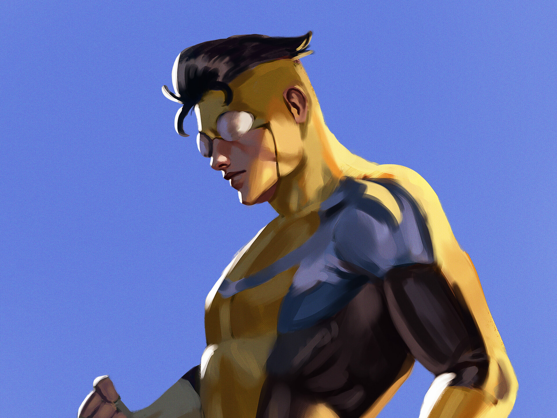 Invincible Mark Grayson in Yellow and Blue Suit HD Wallpaper