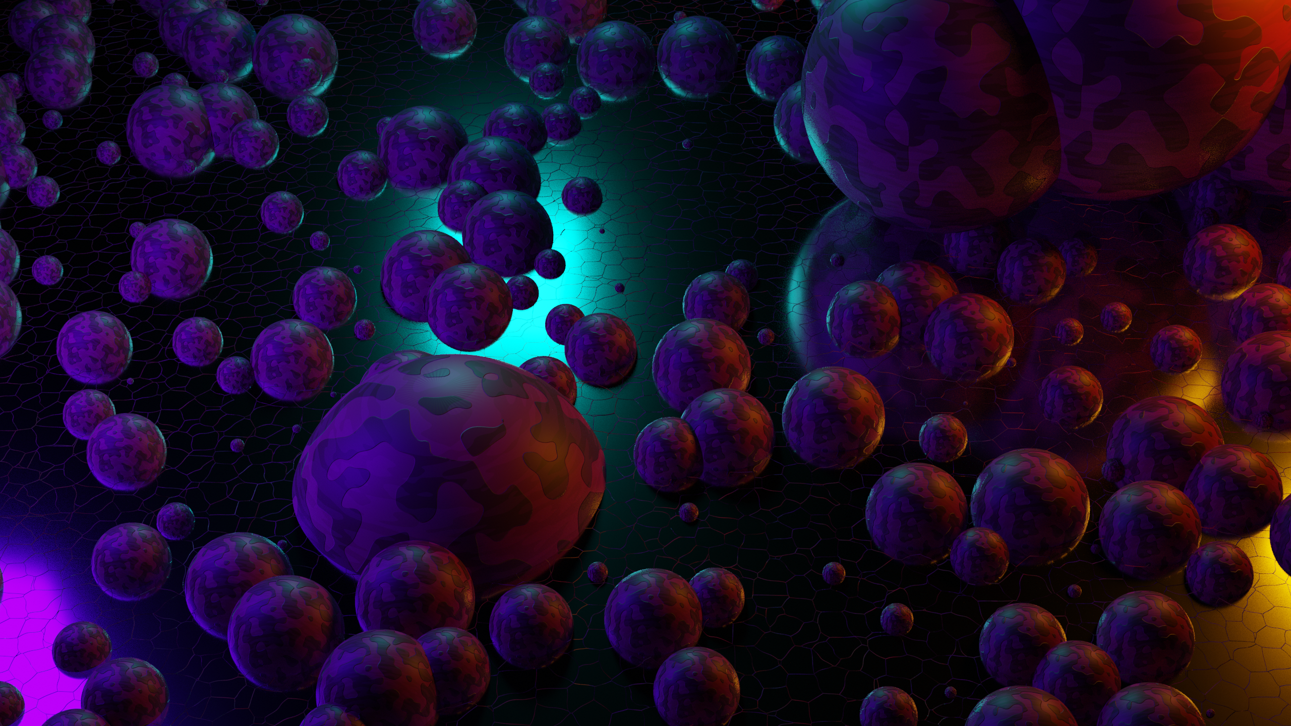 Abstract 3D Bubbles with Camouflage Pattern HD Wallpaper