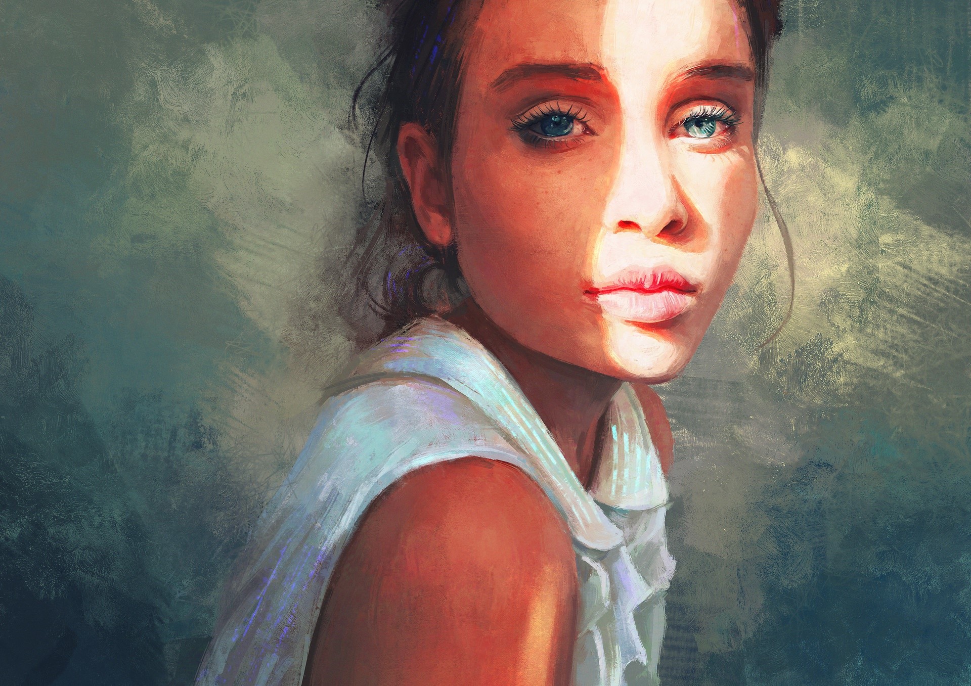 Artwork of a woman's face HD Wallpaper