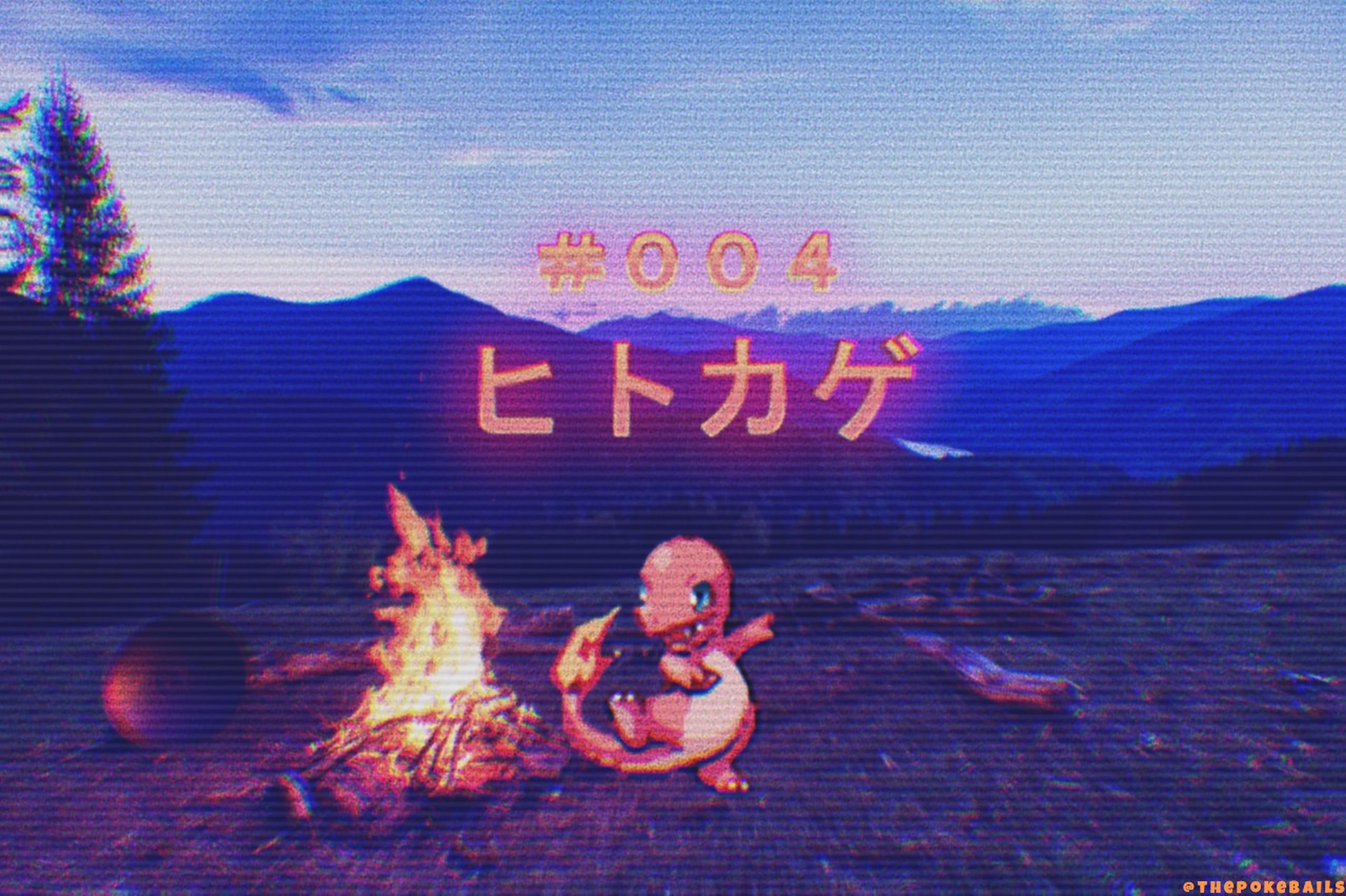 Charmander from Pokémon by a campfire HD Wallpaper