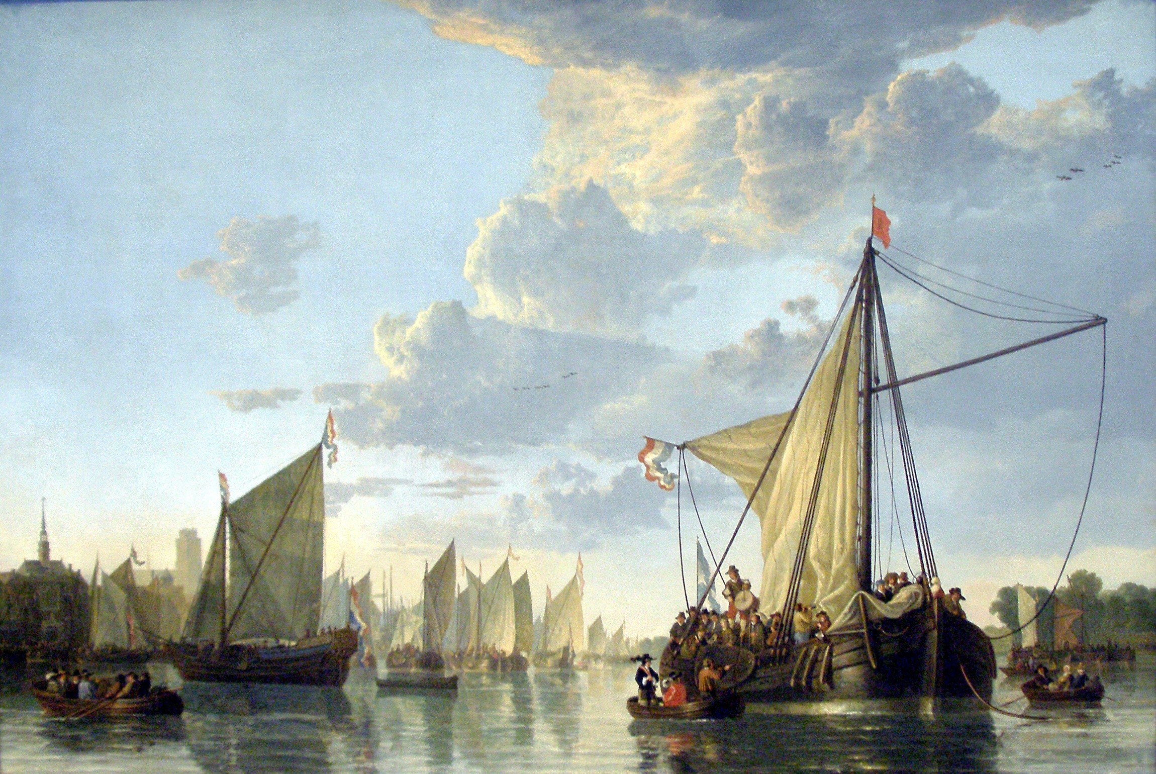 Boats on a River by Albert Cuyp HD Wallpaper
